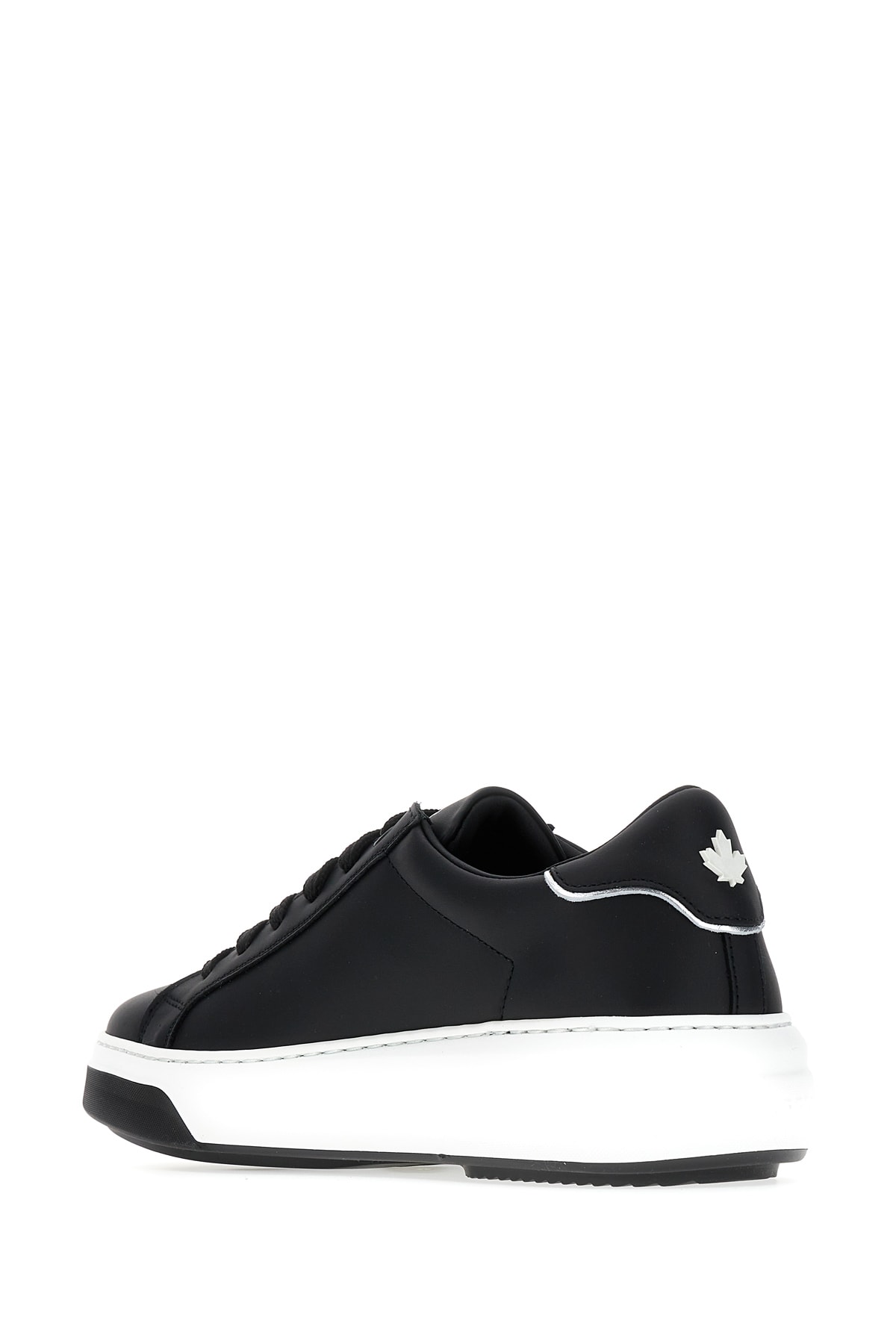 Shop Dsquared2 Black Leather Bumper Sneakers In M436