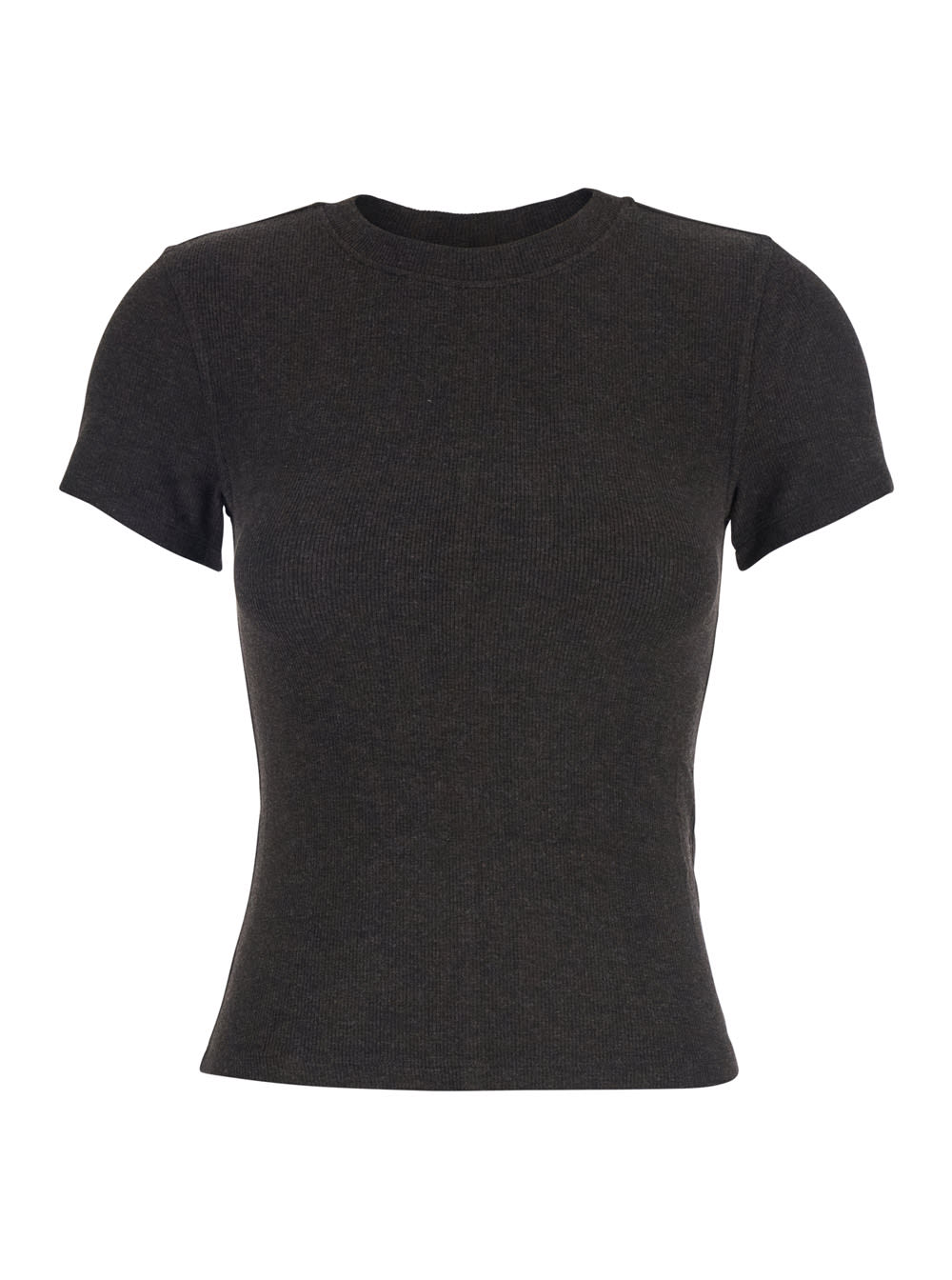 Frame Ribbed Short-sleeve T-shirt In Gray