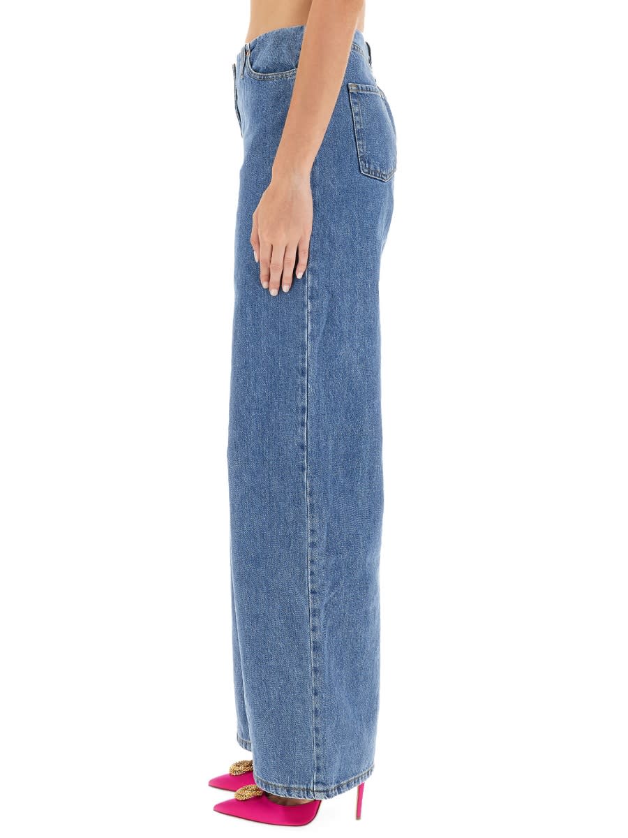 Shop Magda Butrym Ultra Low Waist Wide Leg Jeans In Blue