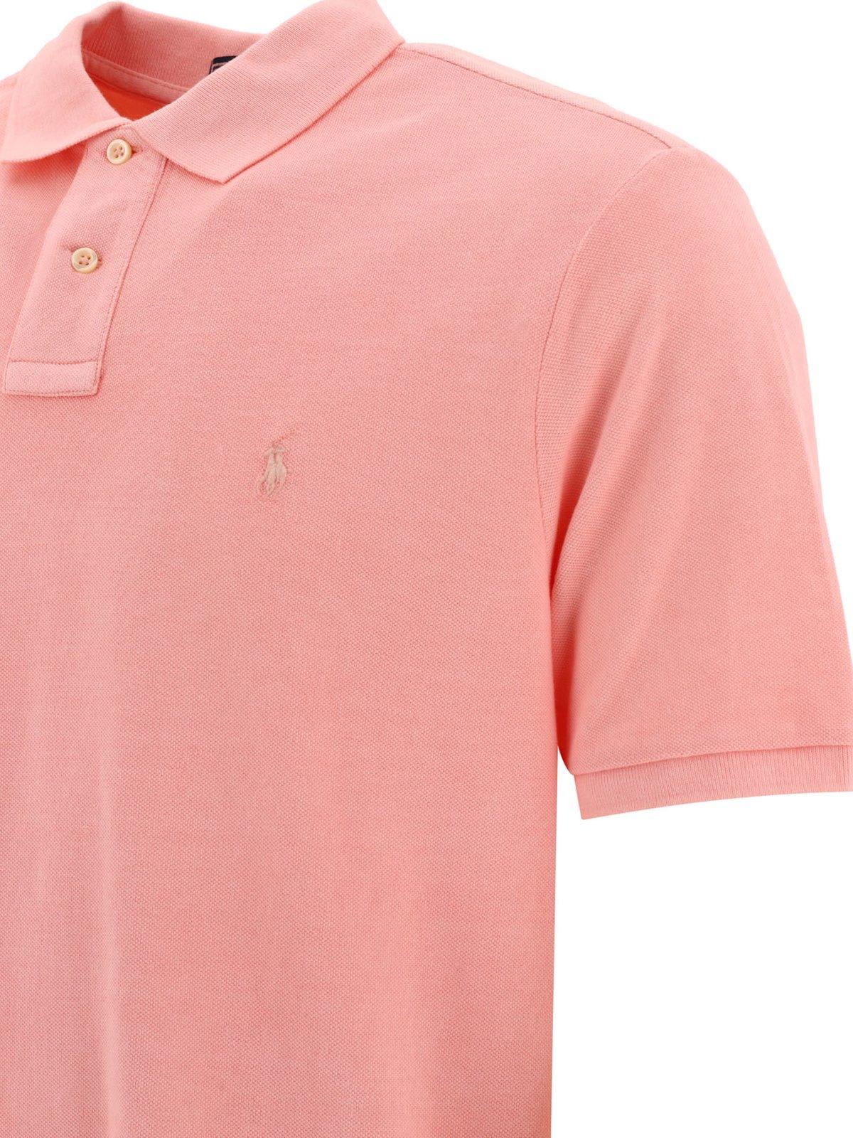 Shop Ralph Lauren Logo Embroidered Polo Shirt In Pink