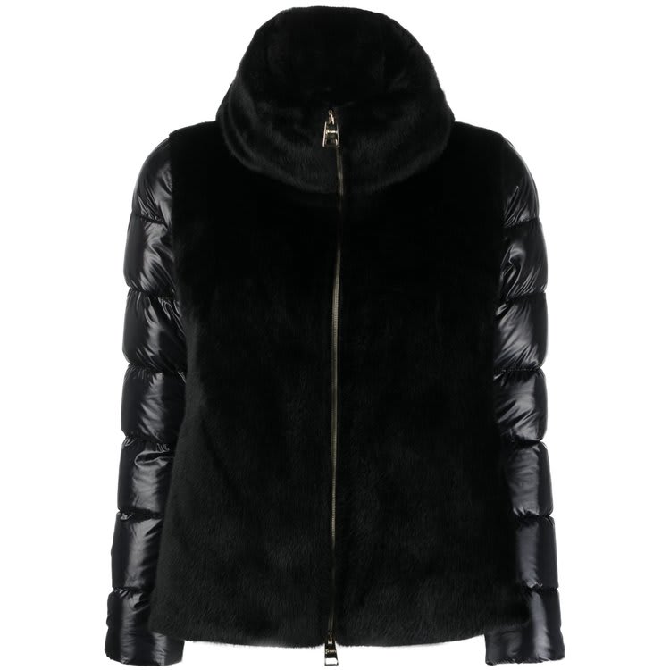 Herno Faux Fur-inserts Ultralight Padded Jacket Clothing In Black