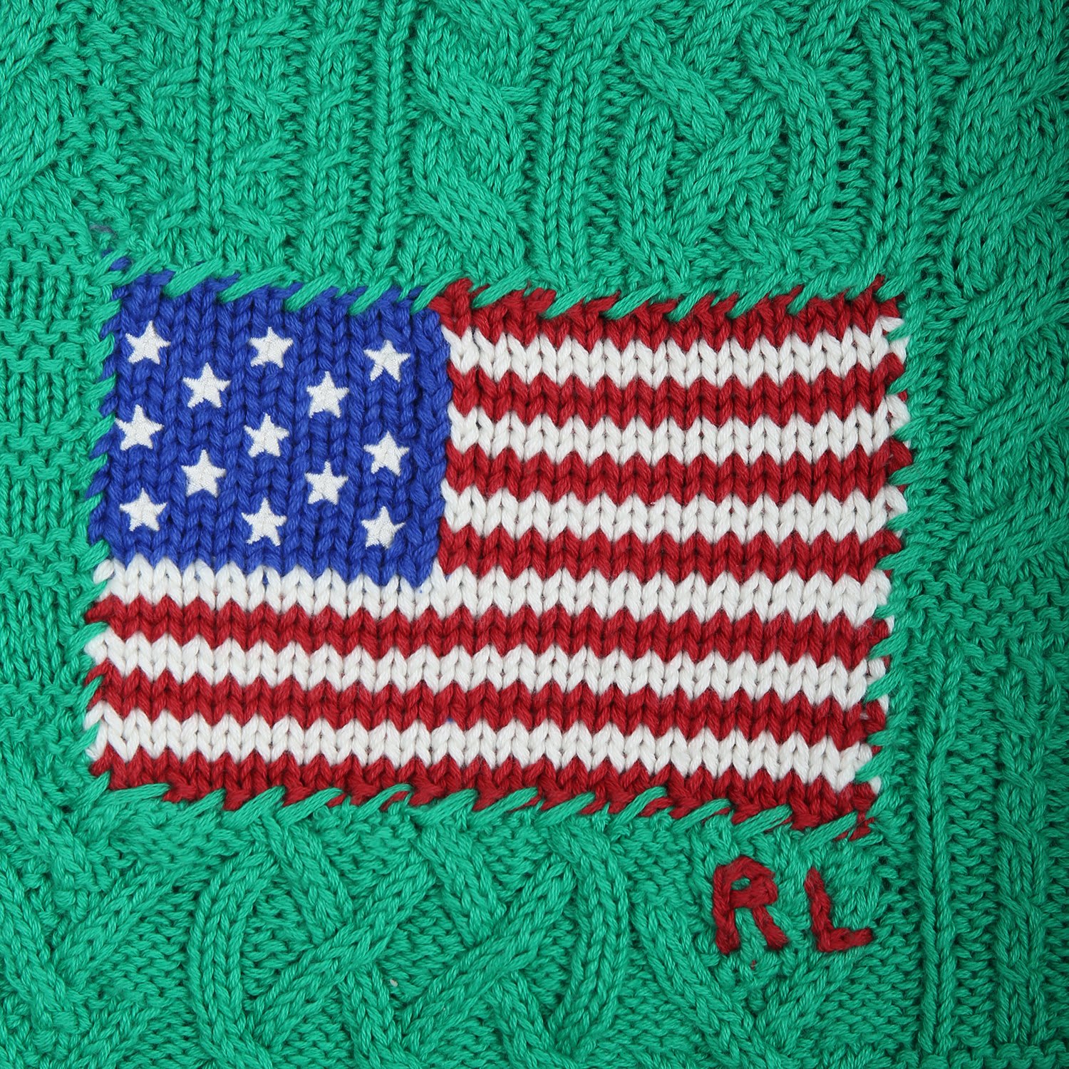 Shop Ralph Lauren Green Sweater For Girl With Iconic Flag