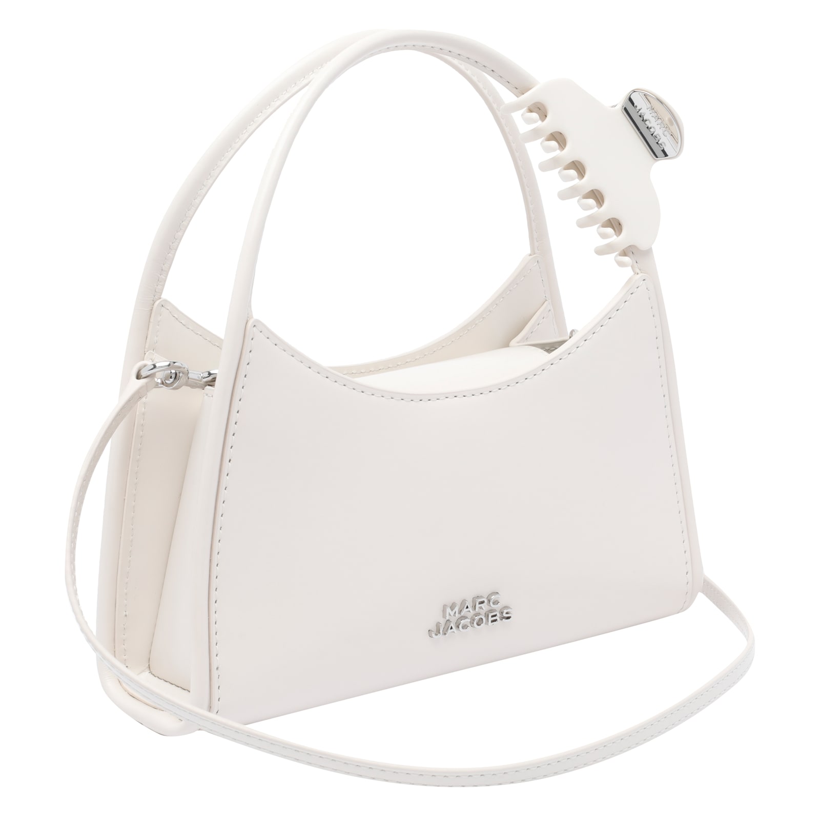 Marc Jacobs Logo The Claw Clip Shoulder Bag In White