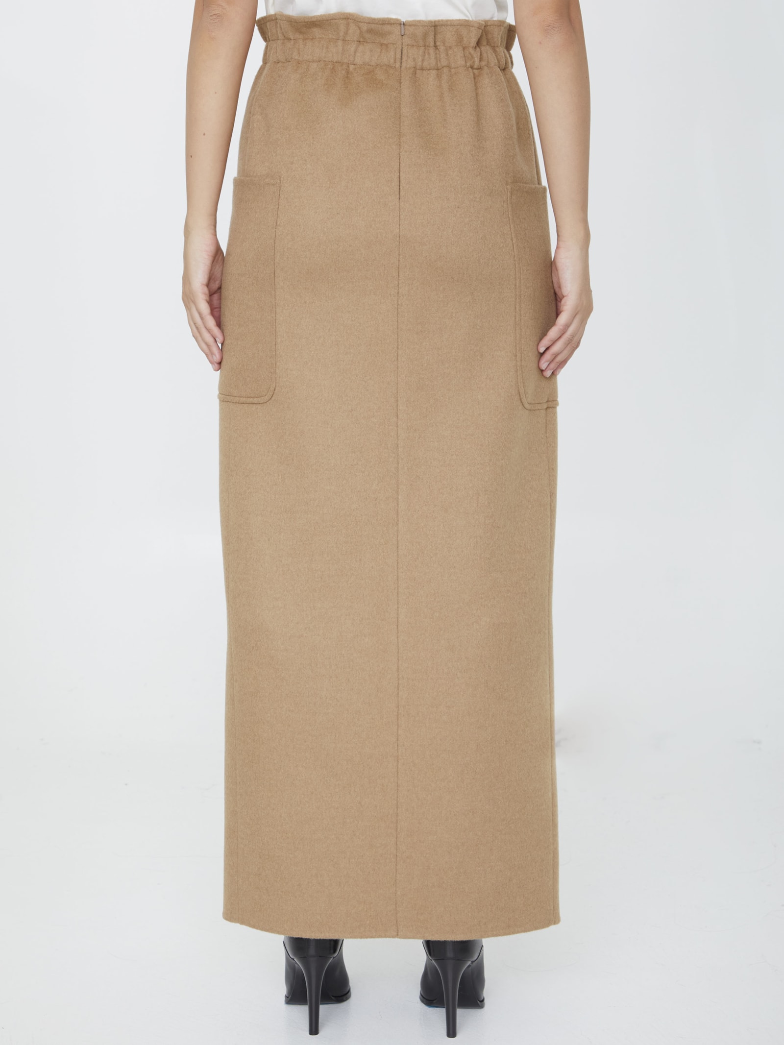 Shop Max Mara Carbone Skirt In Camel