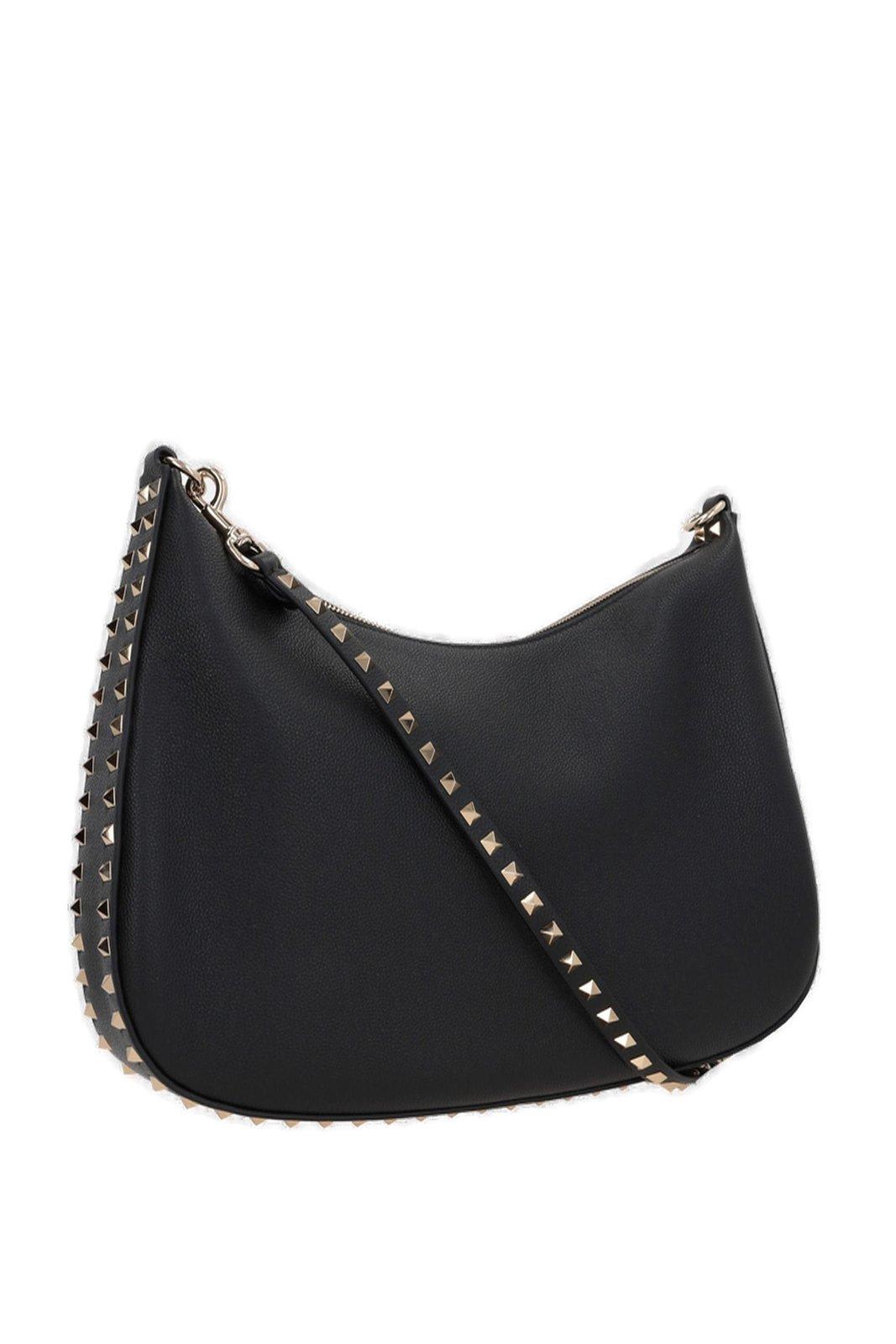 Shop Valentino Garavani Rockstud Zip-up Tote Bag In Black