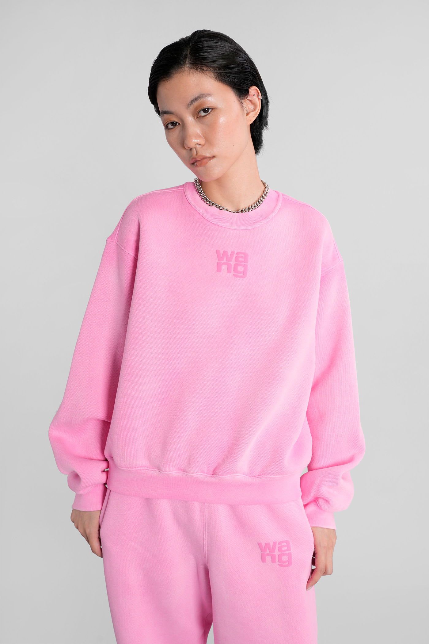 Alexander Wang Sweatshirt In Rose-pink Cotton