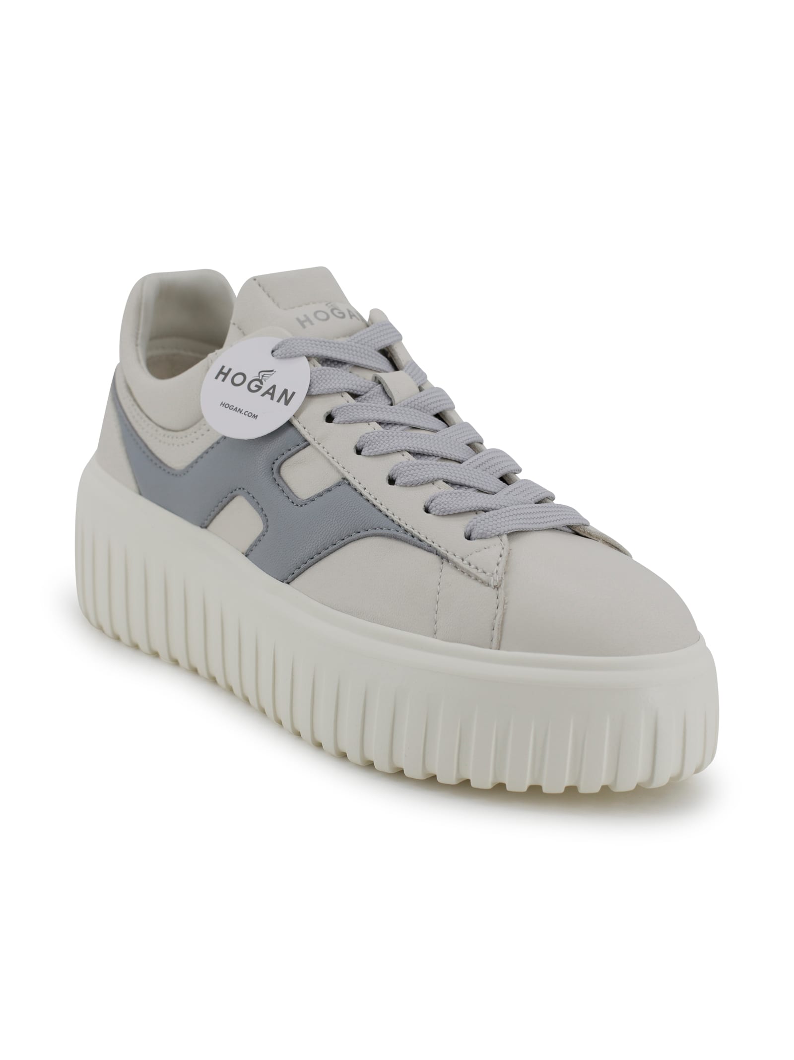 H Stripes Grey Leather Sneakers