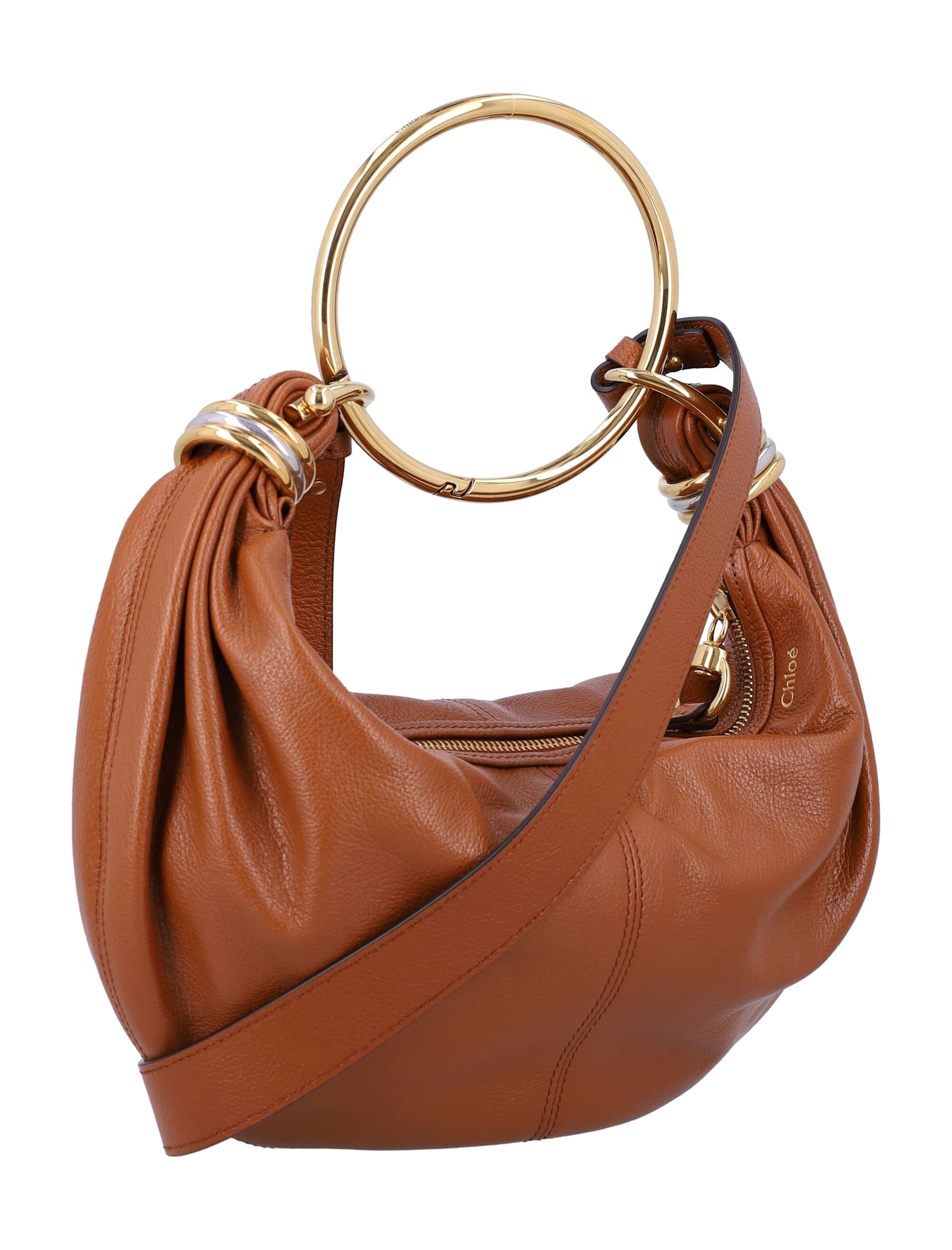 Shop Chloé Small Bracelet Hobo Bag In Clay Brown