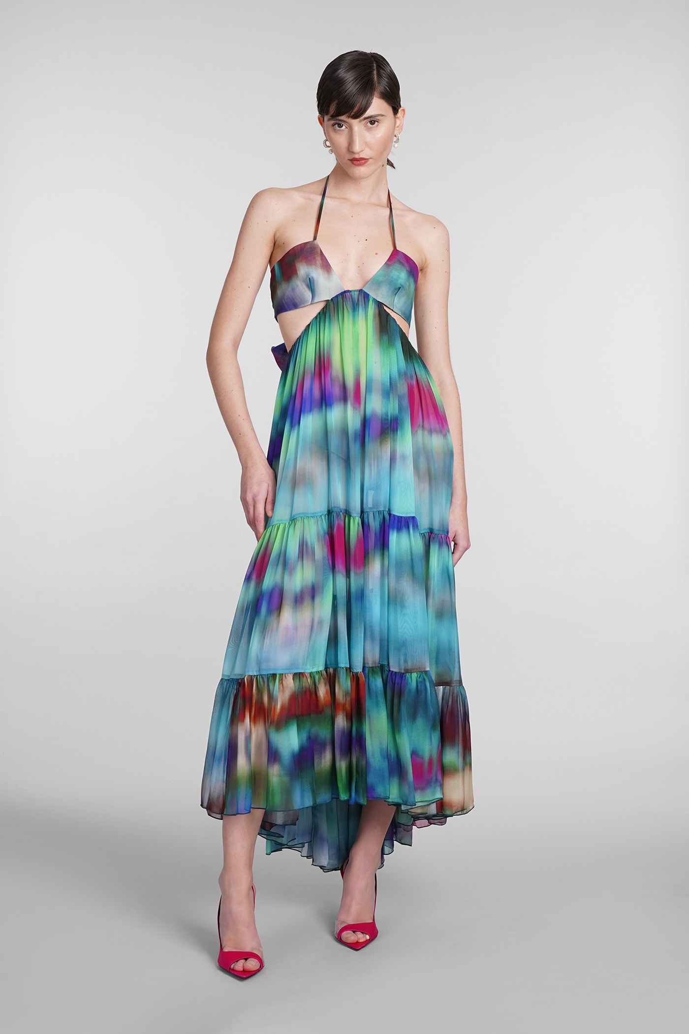 Shop Alexandre Vauthier Dress In Multicolor Silk