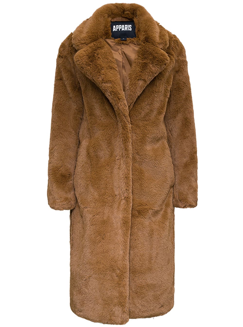 Apparis Scarlet Long Coat In Ecological Brown Fur