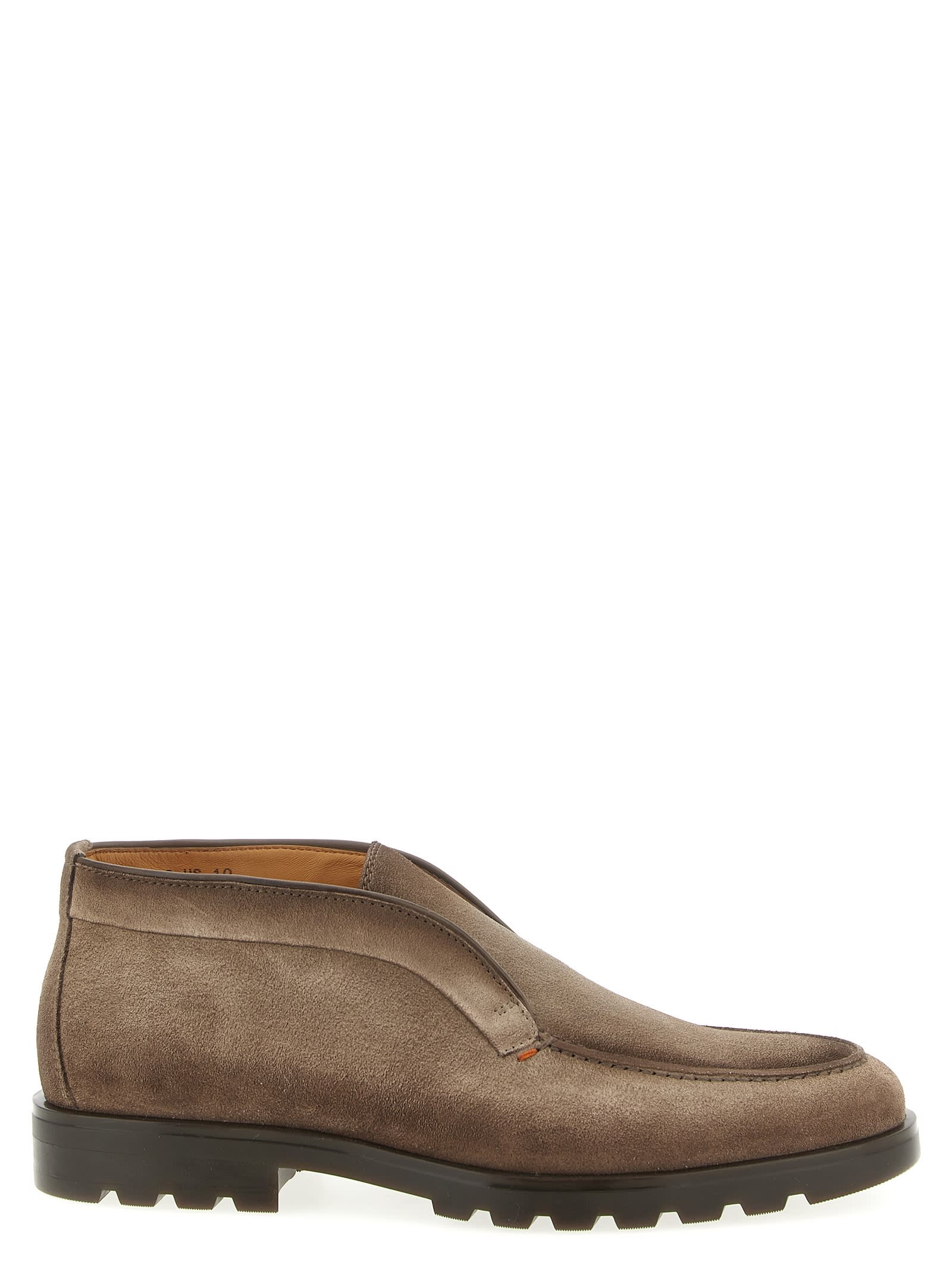 Santoni Leather Slip-on Boots In Brown