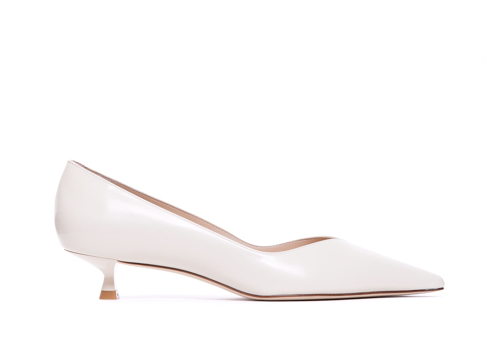 Stuart Weitzman Eva Leather Kitten-heel Pumps In White