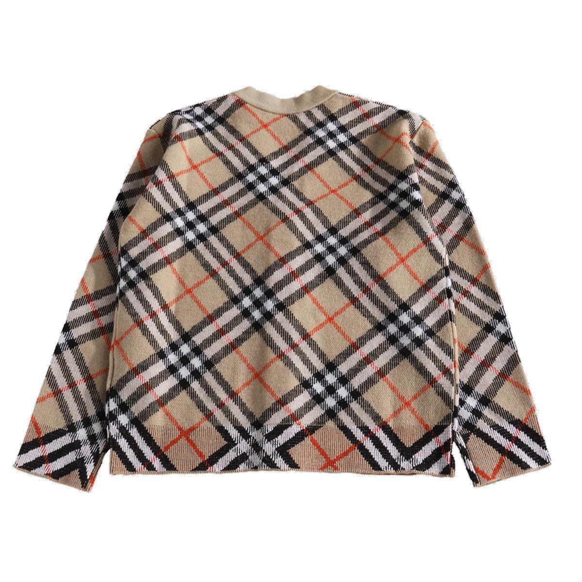 Burberry Check Cardigan In Marrone