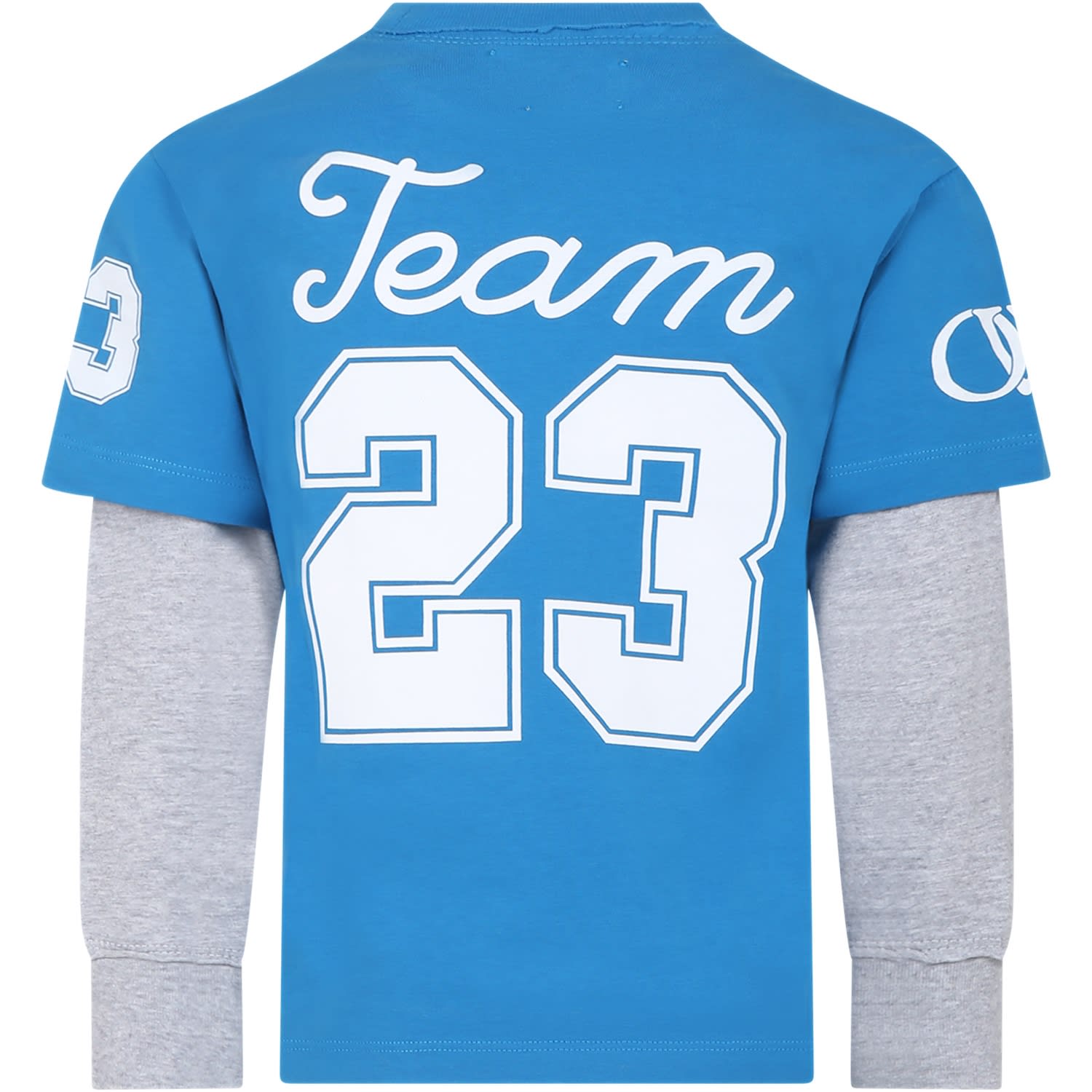 Shop Off-white Light Blue T-shirt For Boy With Logo And Number