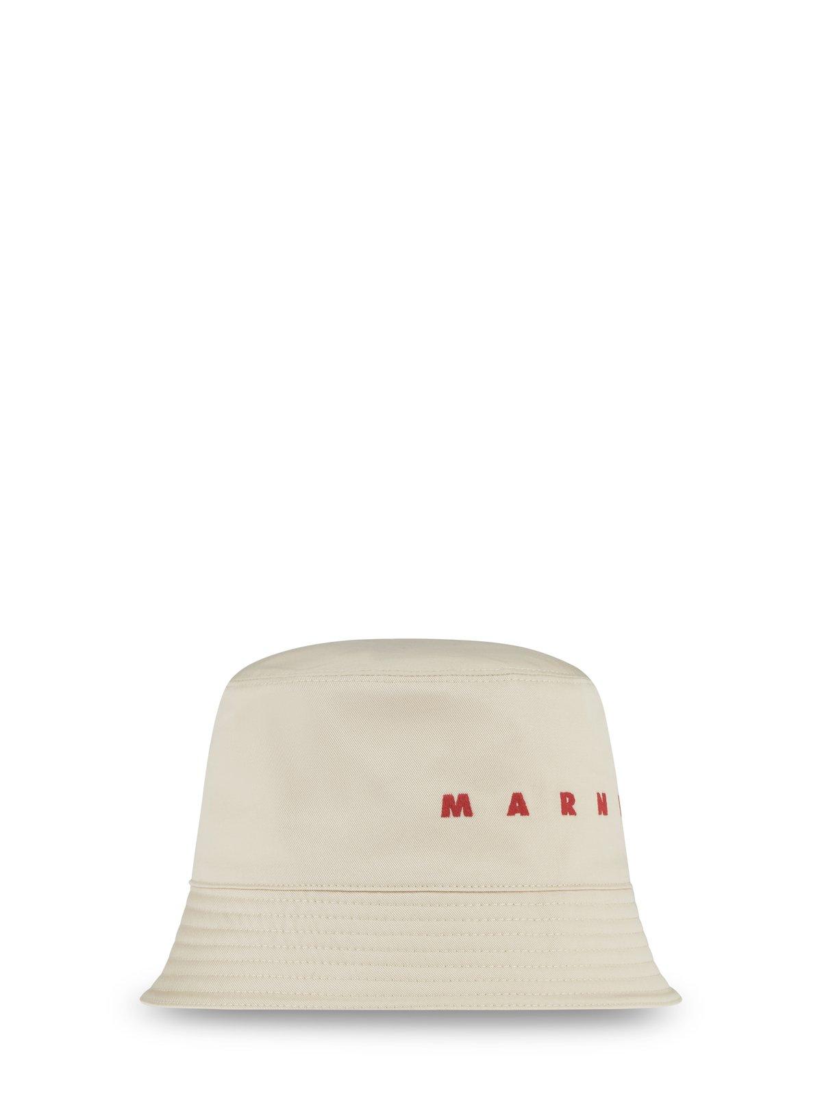 Shop Marni Logo Embroidered Twill Bucket Hat