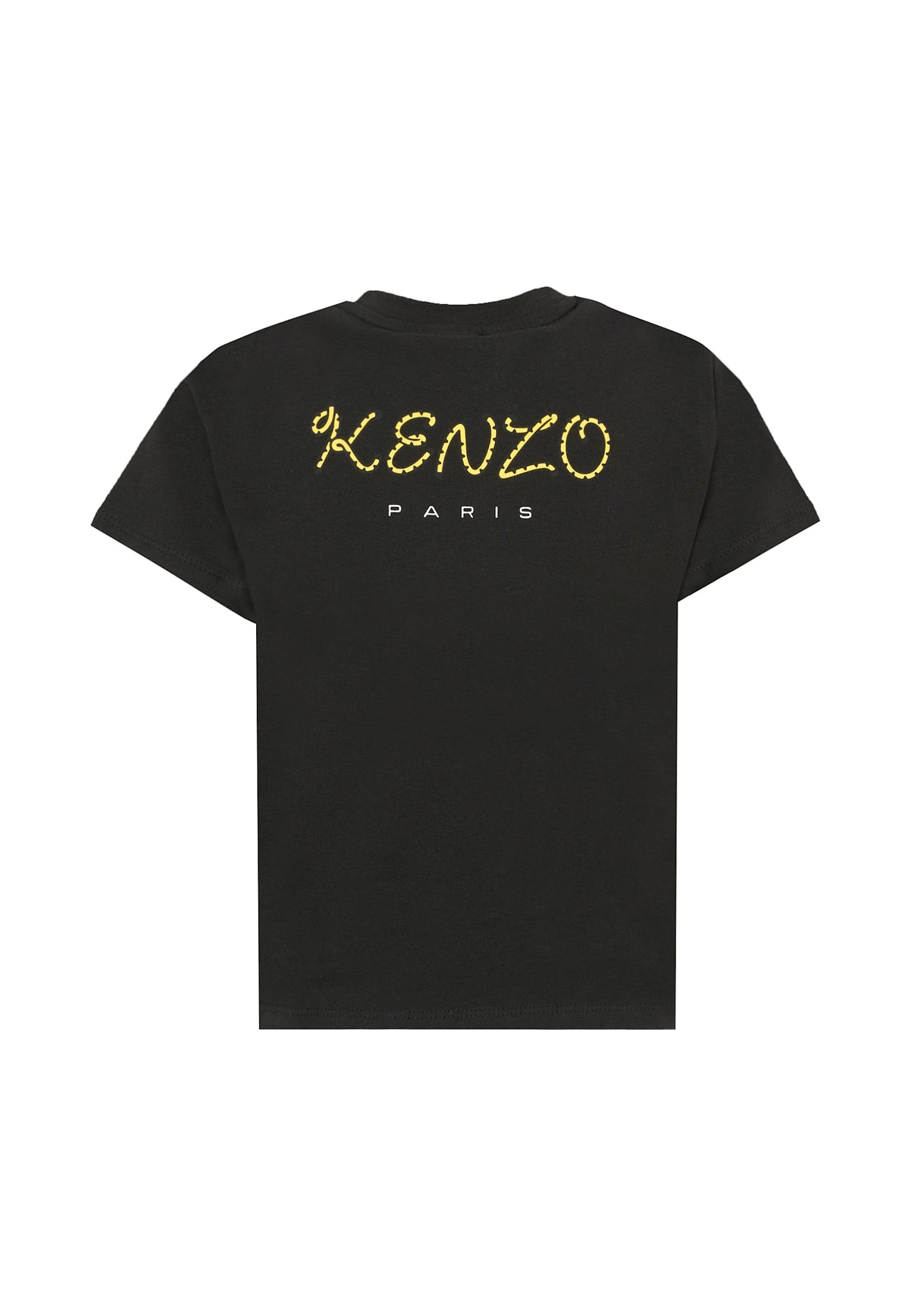 Kenzo Black T-shirt For Kids With Kotora In Black