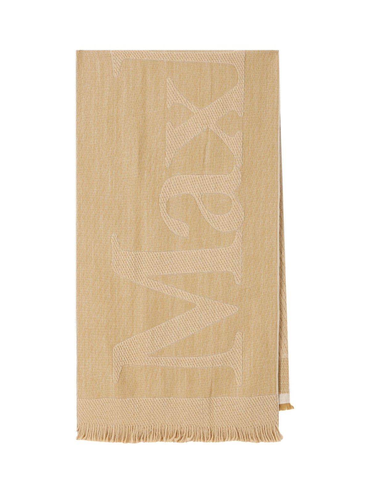 Max Mara Logo Embroidered Scarf In Camel