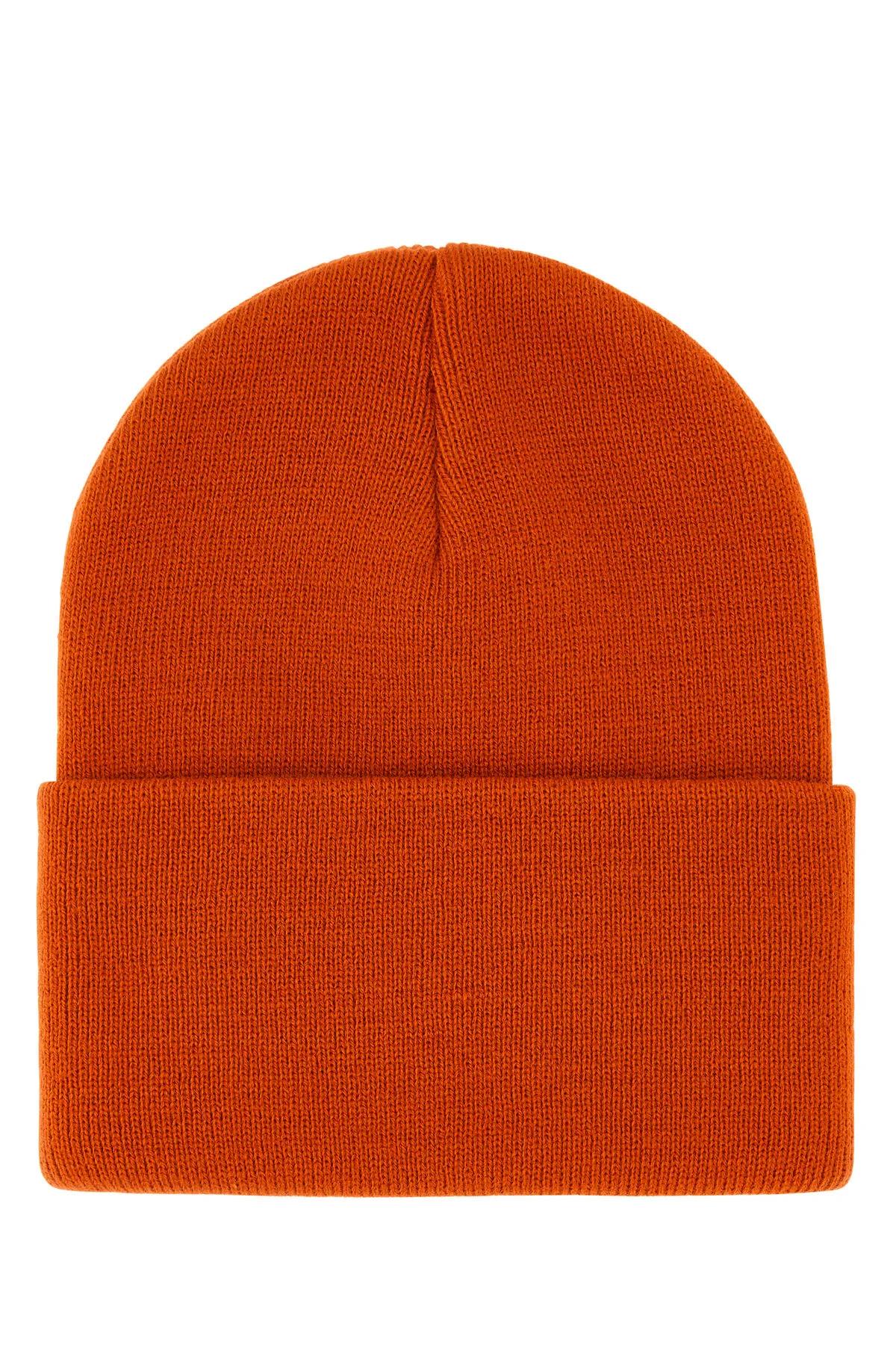 Shop Carhartt Dark Orange Acrylic Watch Hat In Brick