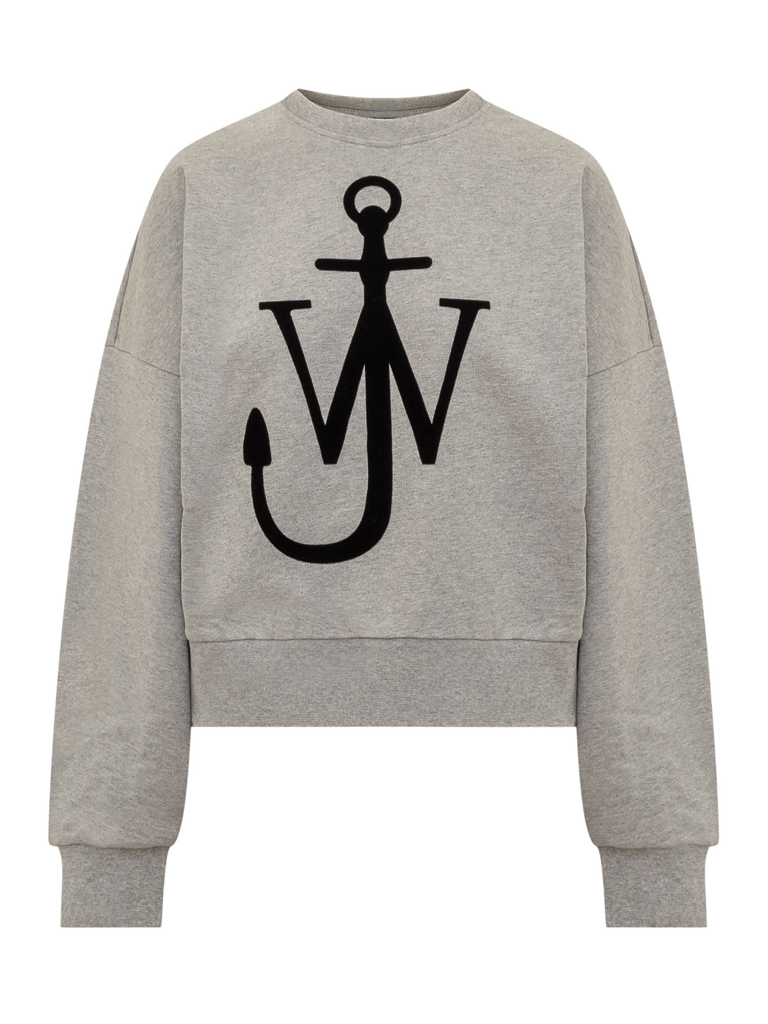 Jw Anderson Anchor-print Cotton Sweatshirt In Grey Melange