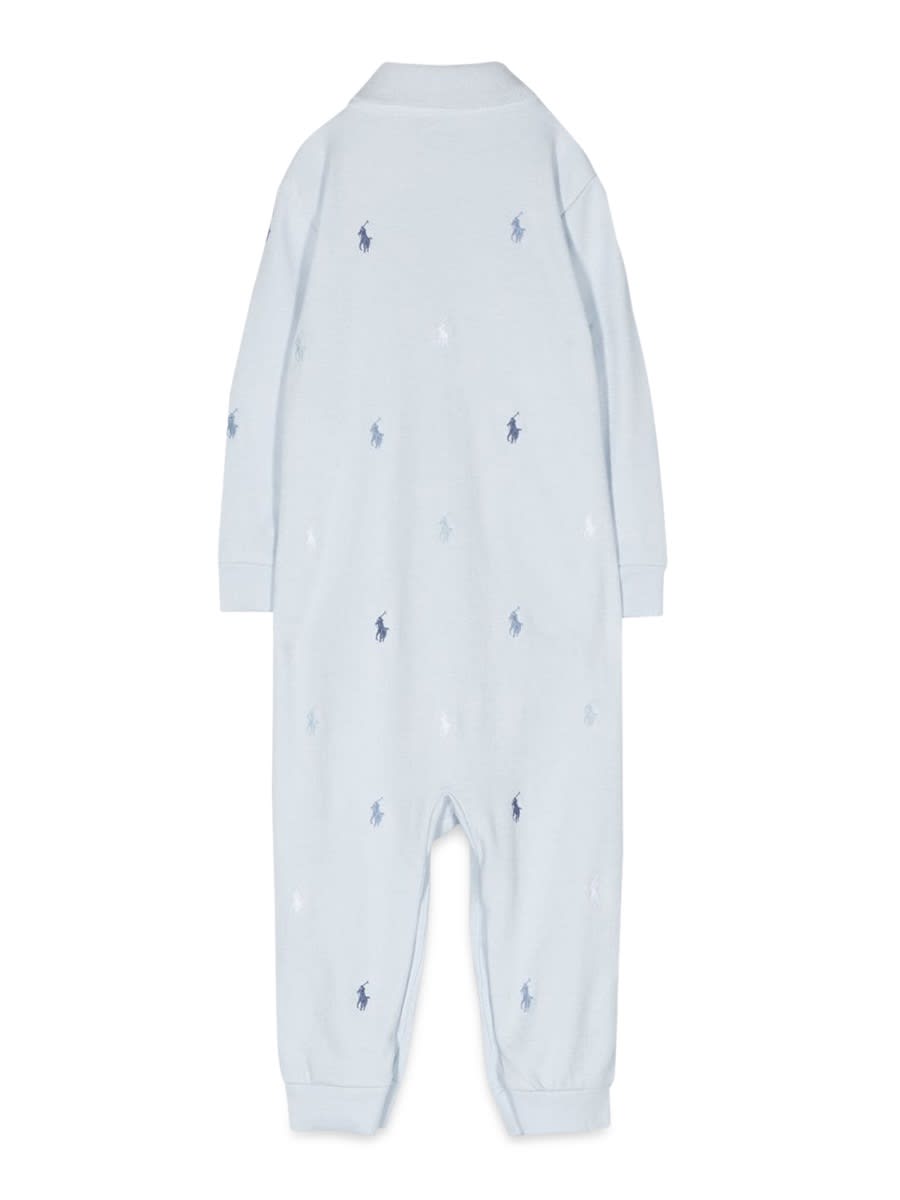 Polo Ralph Lauren Allover Logo Jumpsuit In Blue