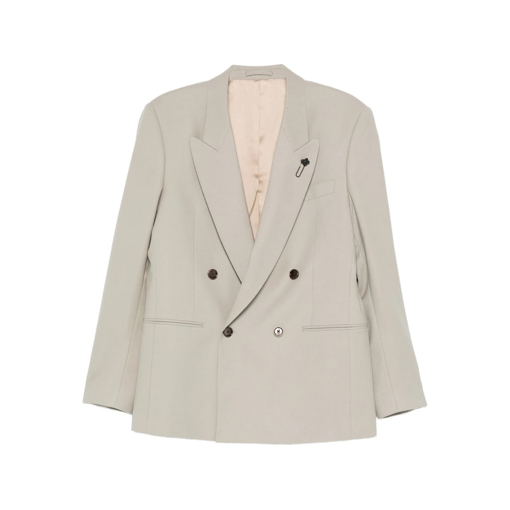 Lardini Double-breasted Blazer In Neutral
