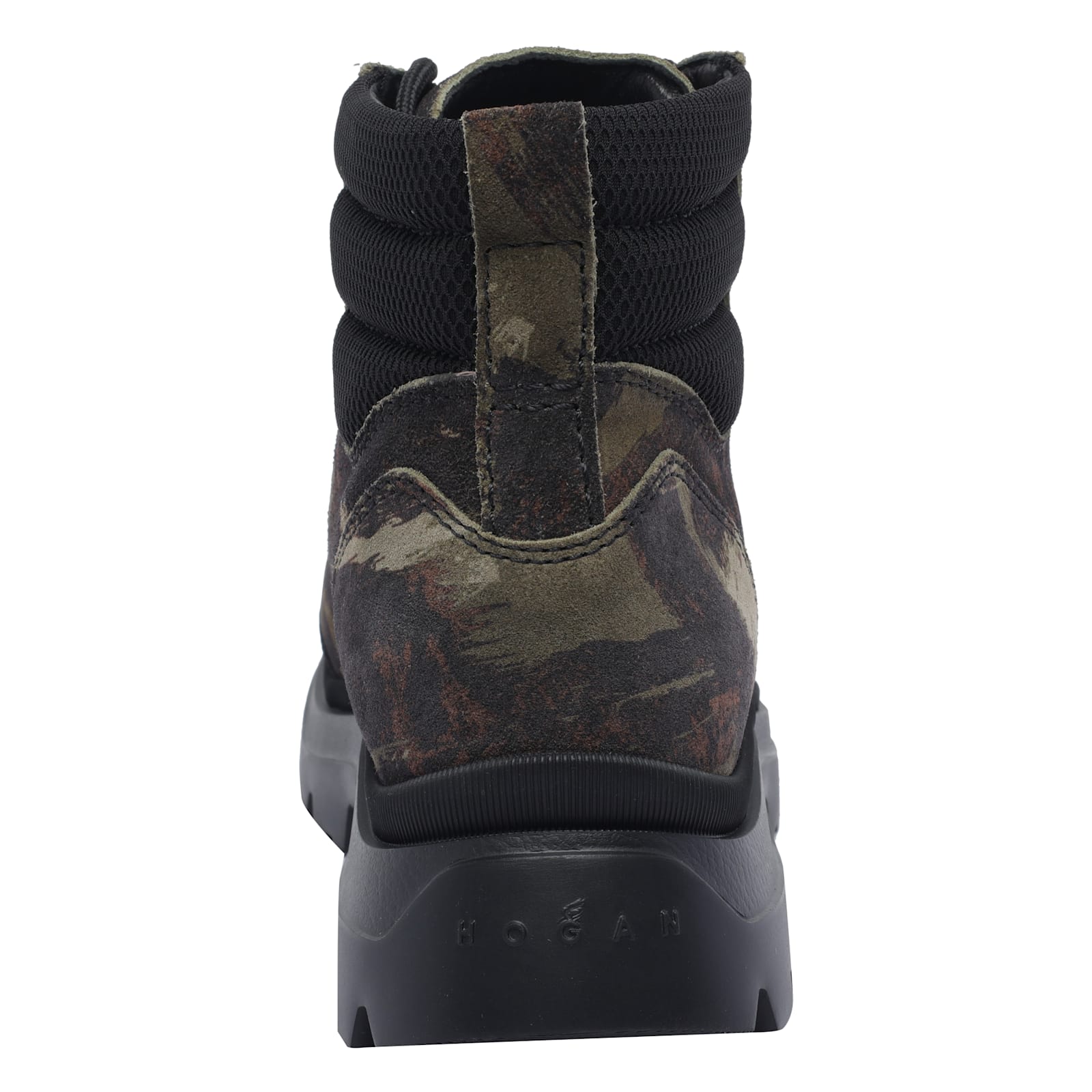 Hogan Camouflage High-top Leather Booties In Green