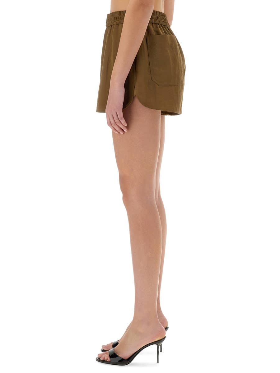 Helmut Lang Boxer Shorts With Pleats In Military Green