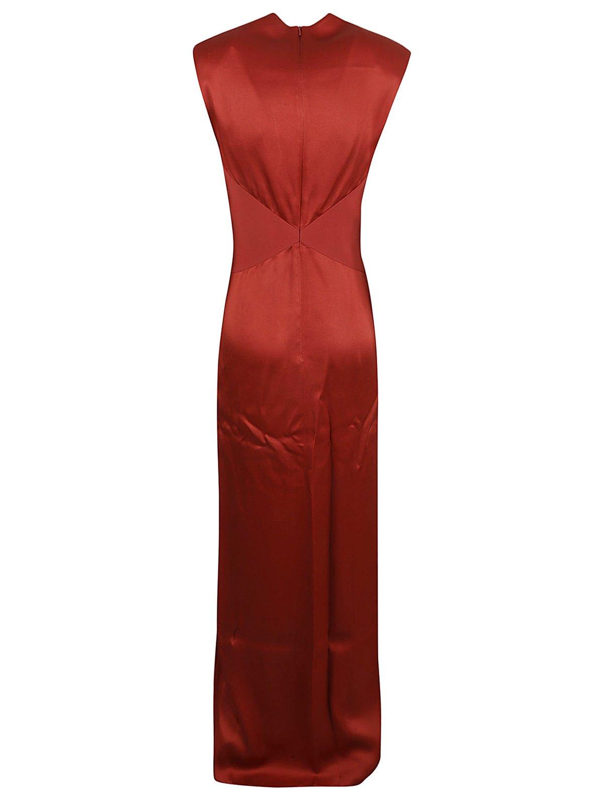 Shop Max Mara Pilard V-neck Sleeveless Dress In Red