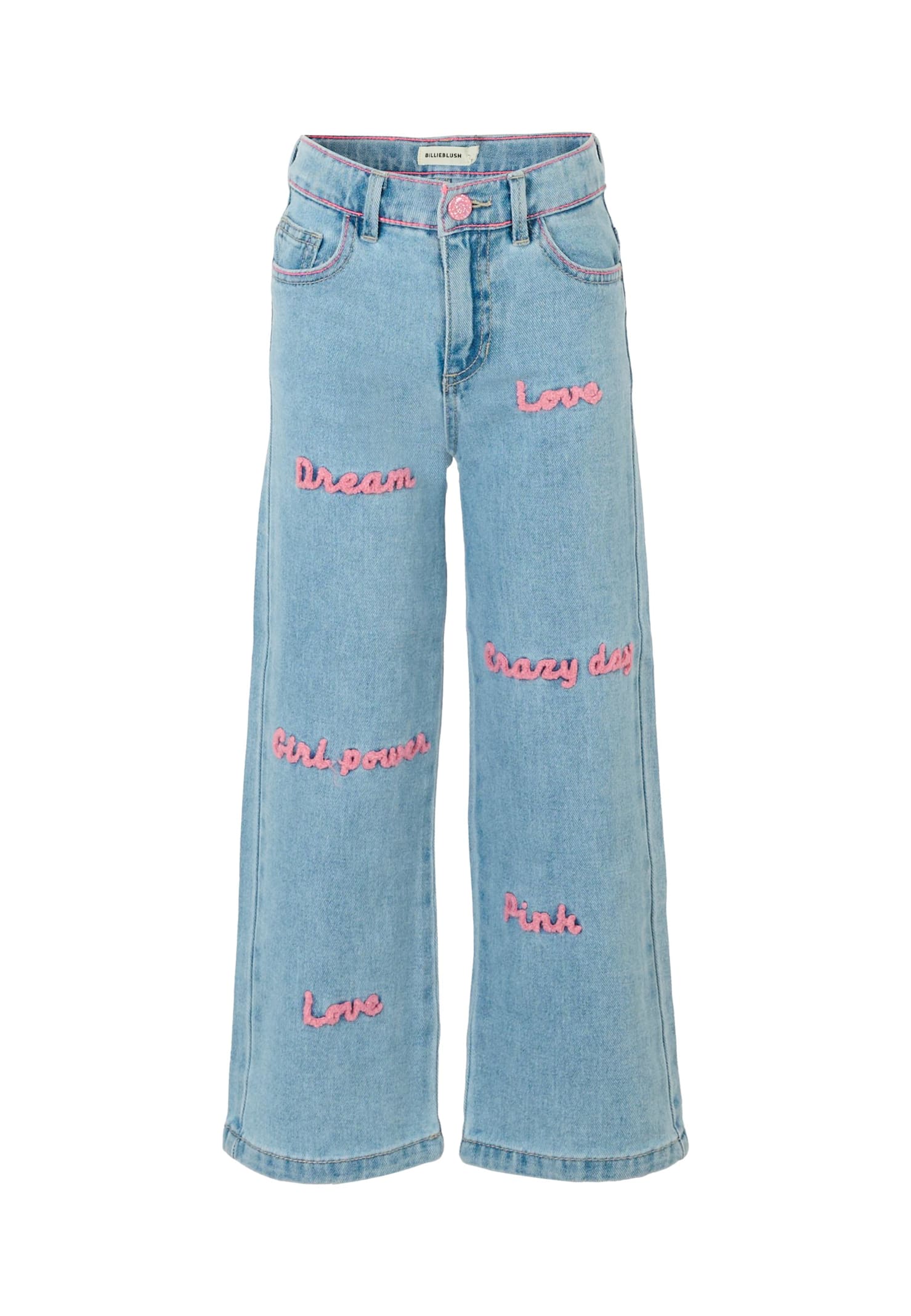 Billieblush Denim Jeans For Girl With Writing In Blue