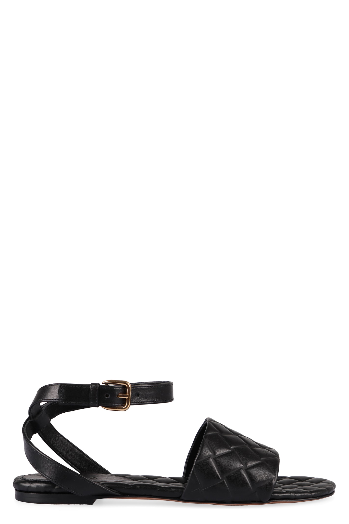 Shop Bottega Veneta Amy Flat Sandals In Black
