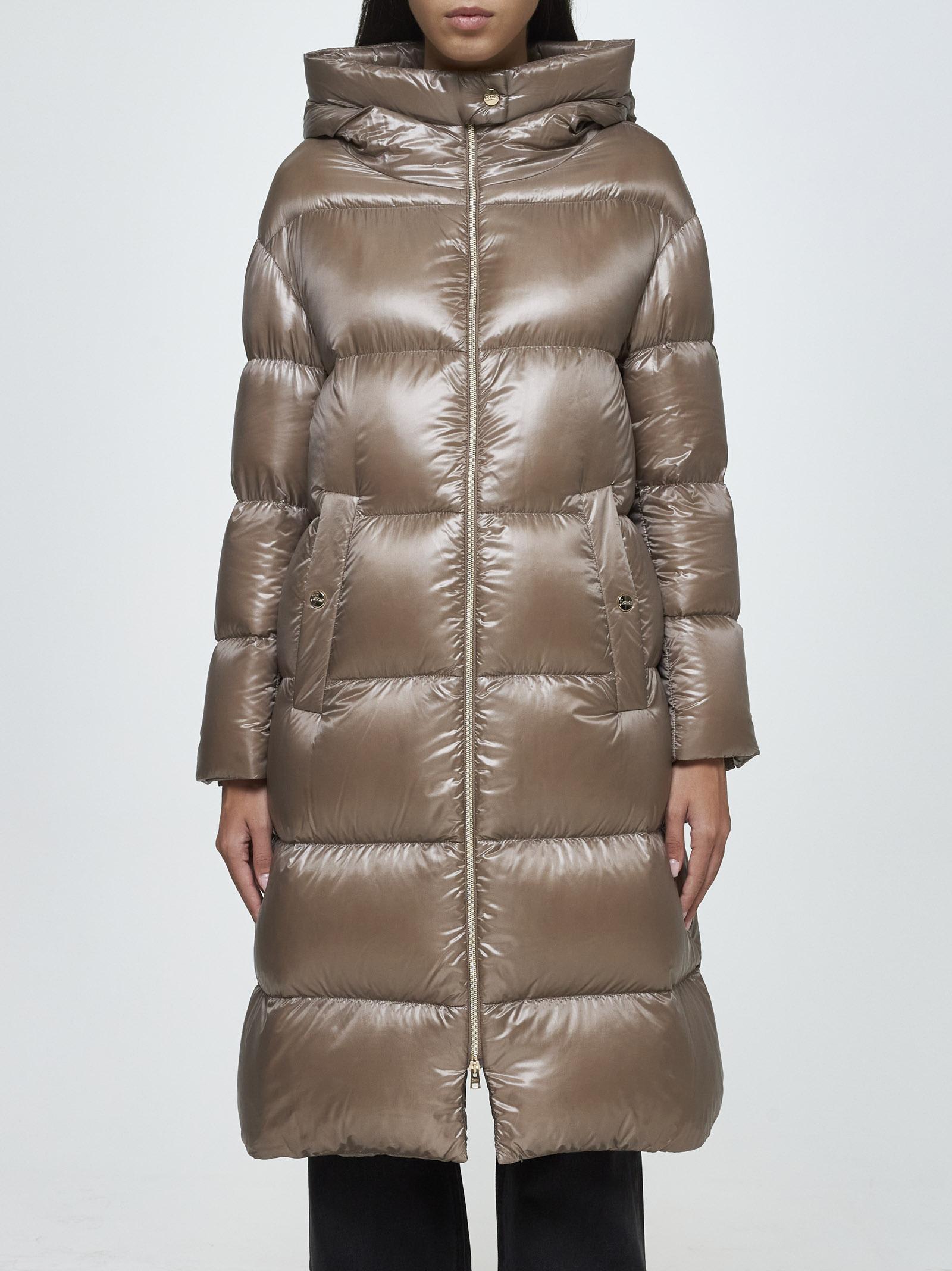 Shop Herno Quilted Nylon Down Long Parka In Tortora