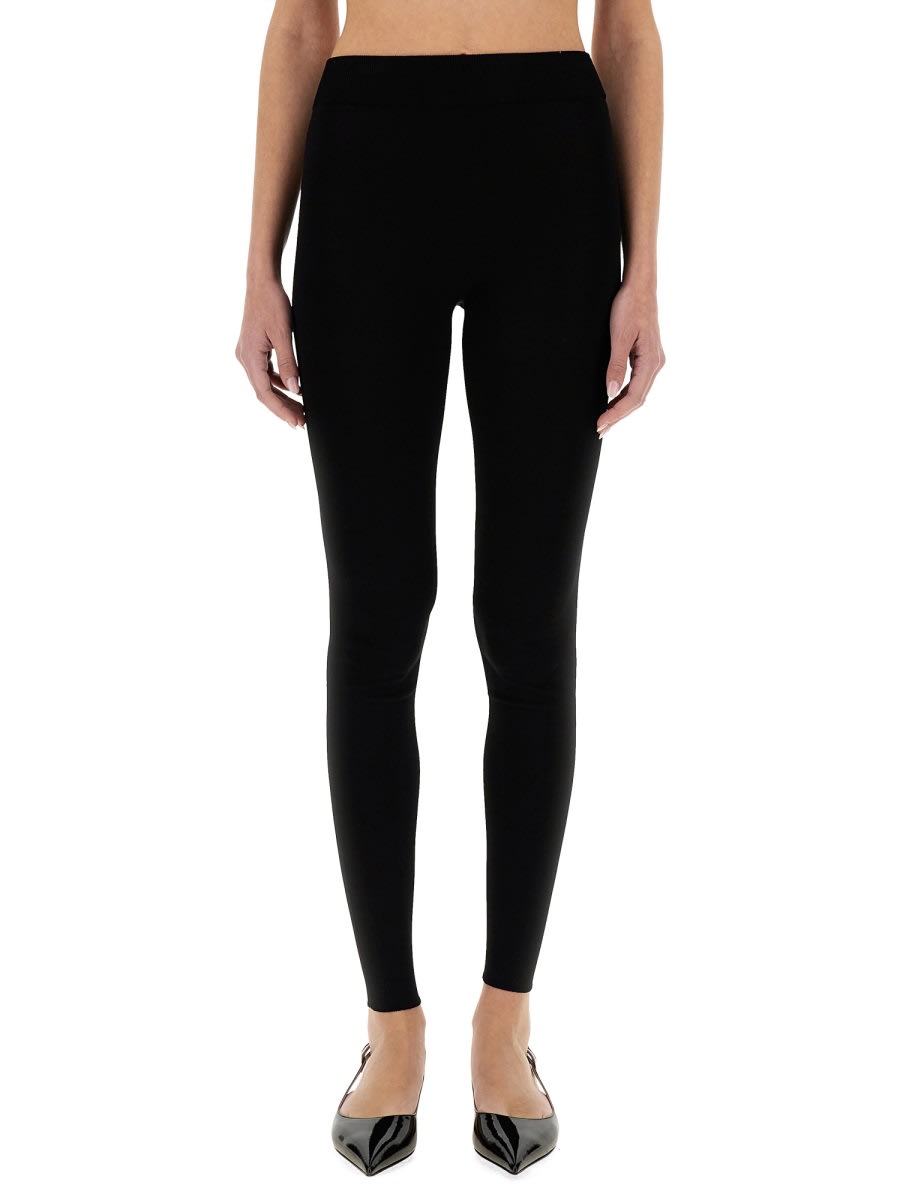 Shop Fabiana Filippi Viscose Leggings In Black