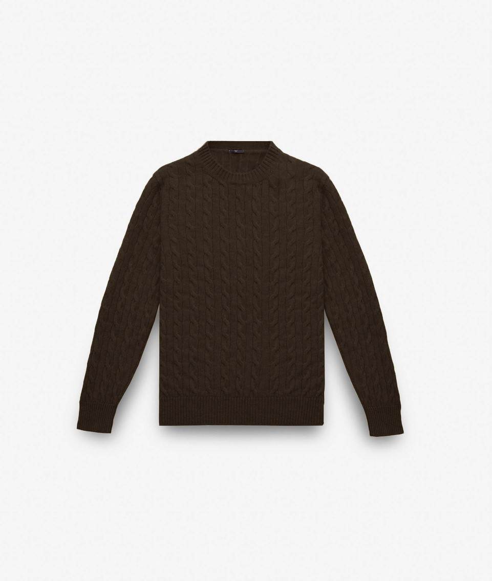 Shop Larusmiani Cable Knit Sweater Col Du Pillon Sweater In Darkbrown