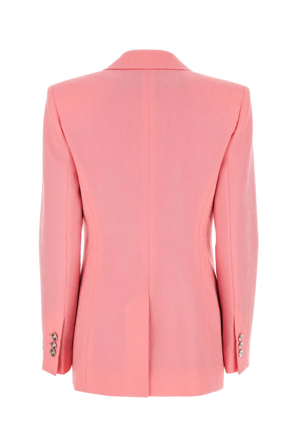 Shop Versace Pink Jacquard Blazer In 1pn50