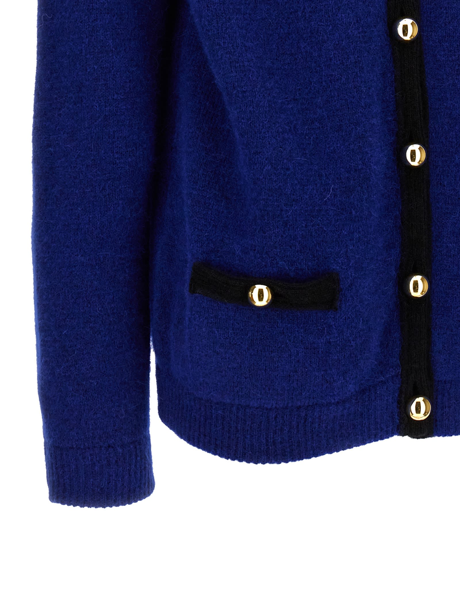 Shop Alessandra Rich Alpaca Cardigan In Blue