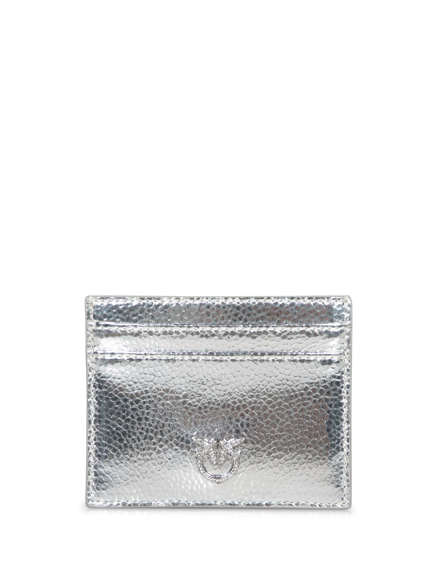 Pinko Classic Logo Embellished Card Holder In Metallic