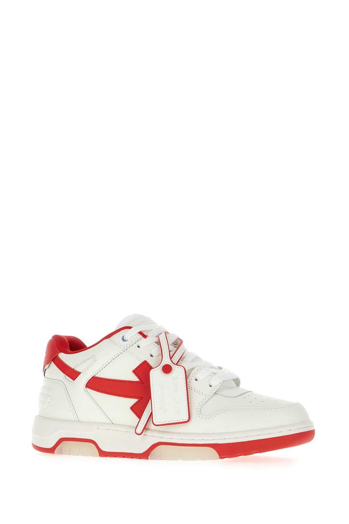 Shop Off-white Two-tone Leather And Polyester Out Off Office Sneakers In White Red