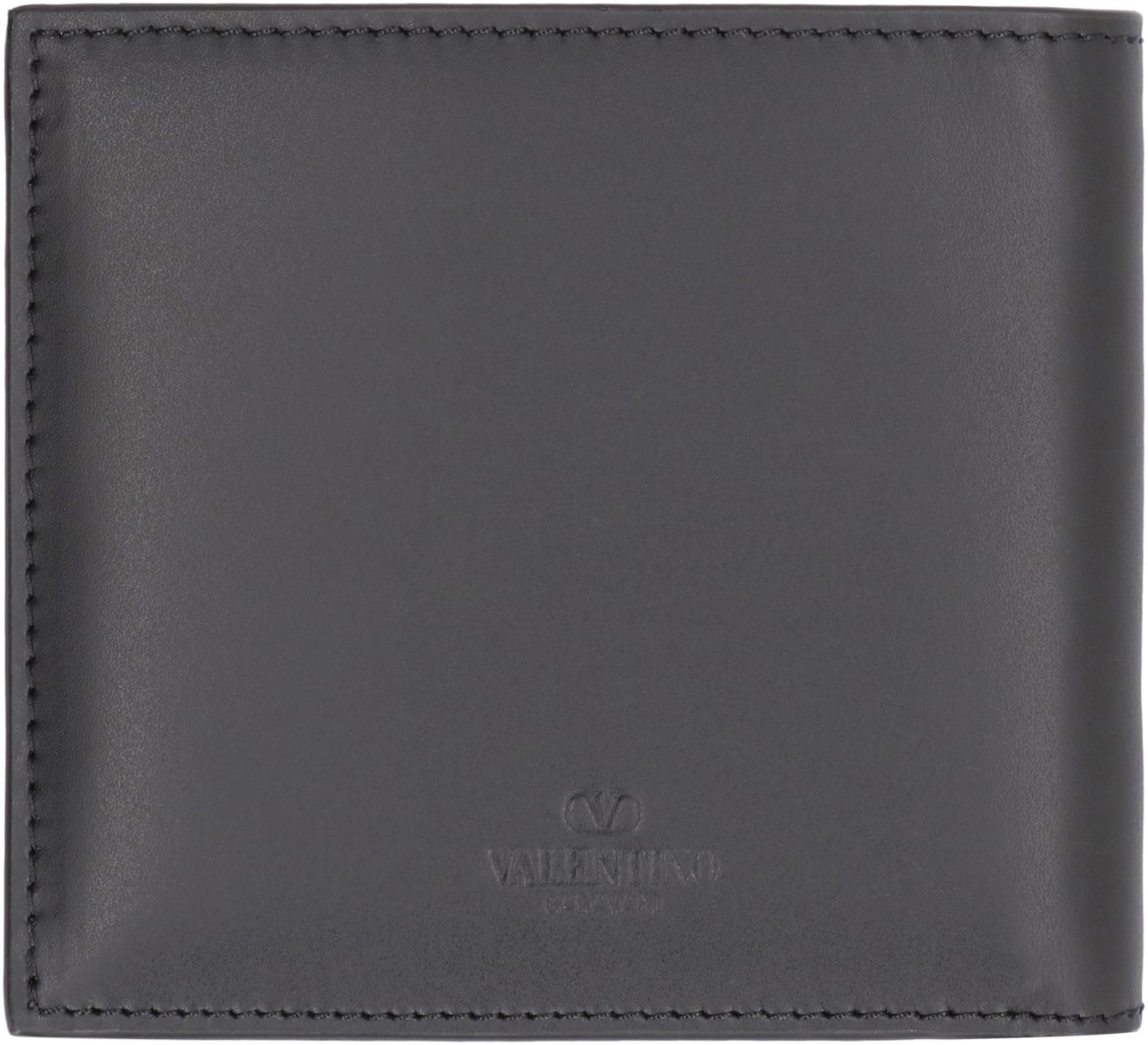 Shop Valentino - Vltn Leather Flap-over Wallet In Black