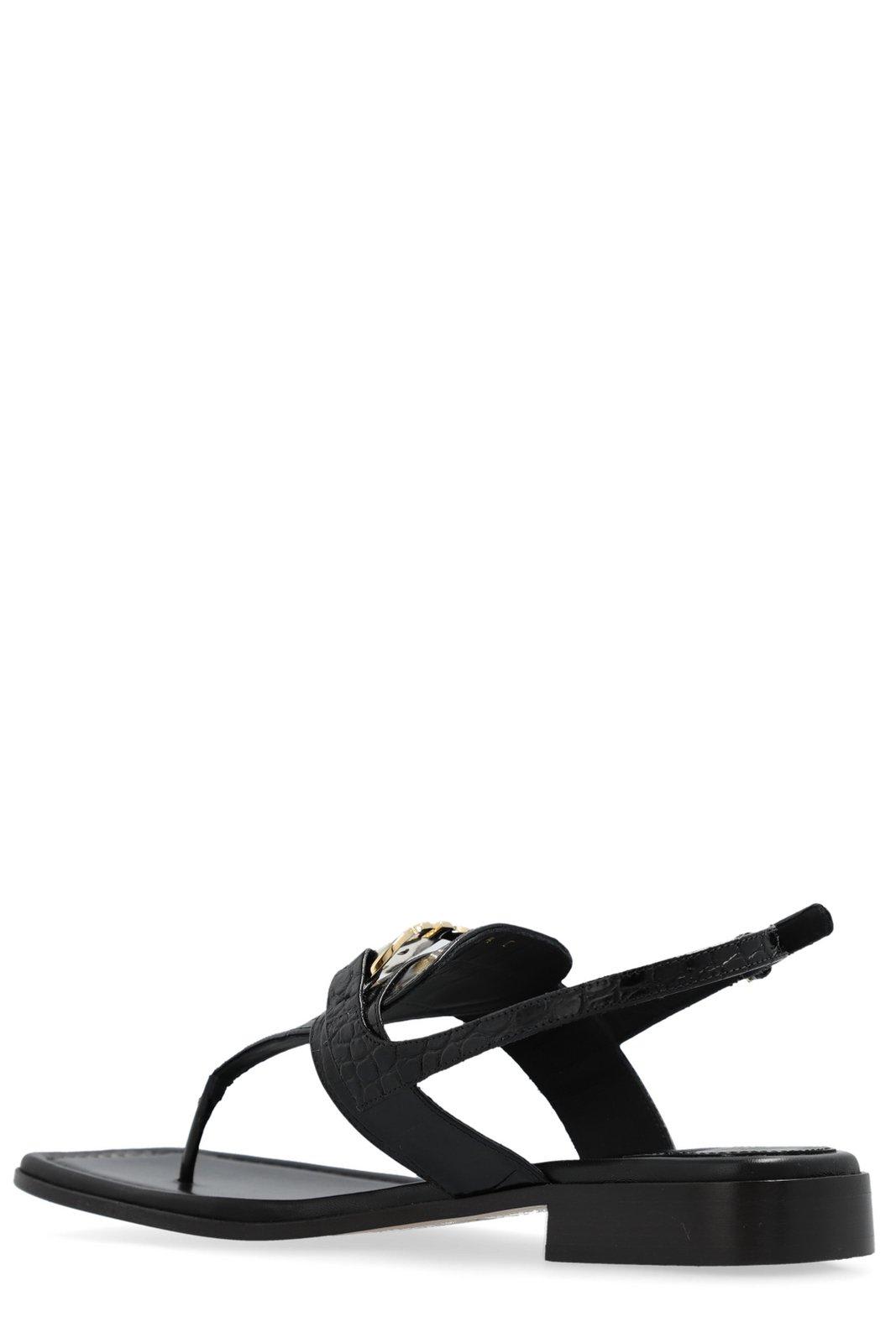 Shop Ferragamo Gancini Slingback Sandals In Black