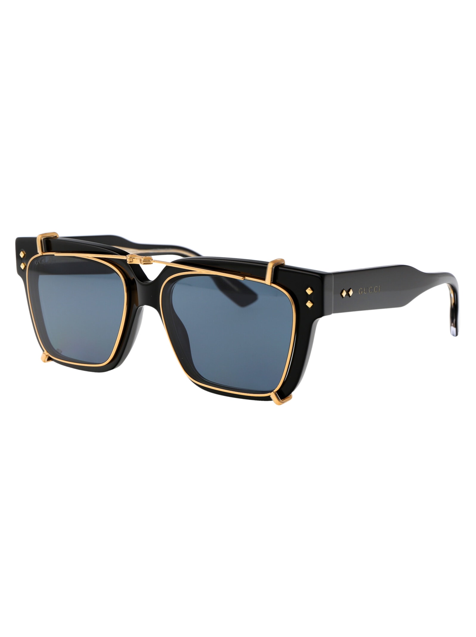 Shop Gucci Gg1084s Sunglasses In 005 Black Black Light Blue