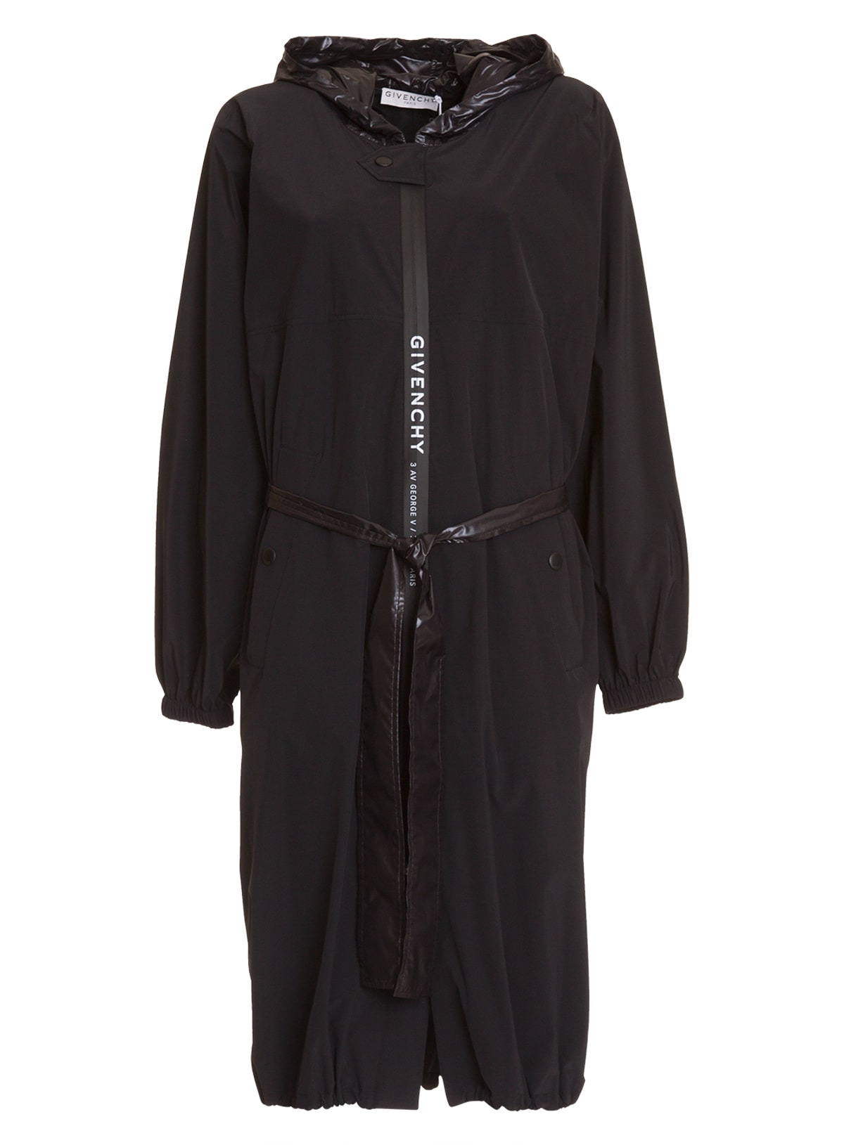 Givenchy Hooded Belted Raincoat In Nero