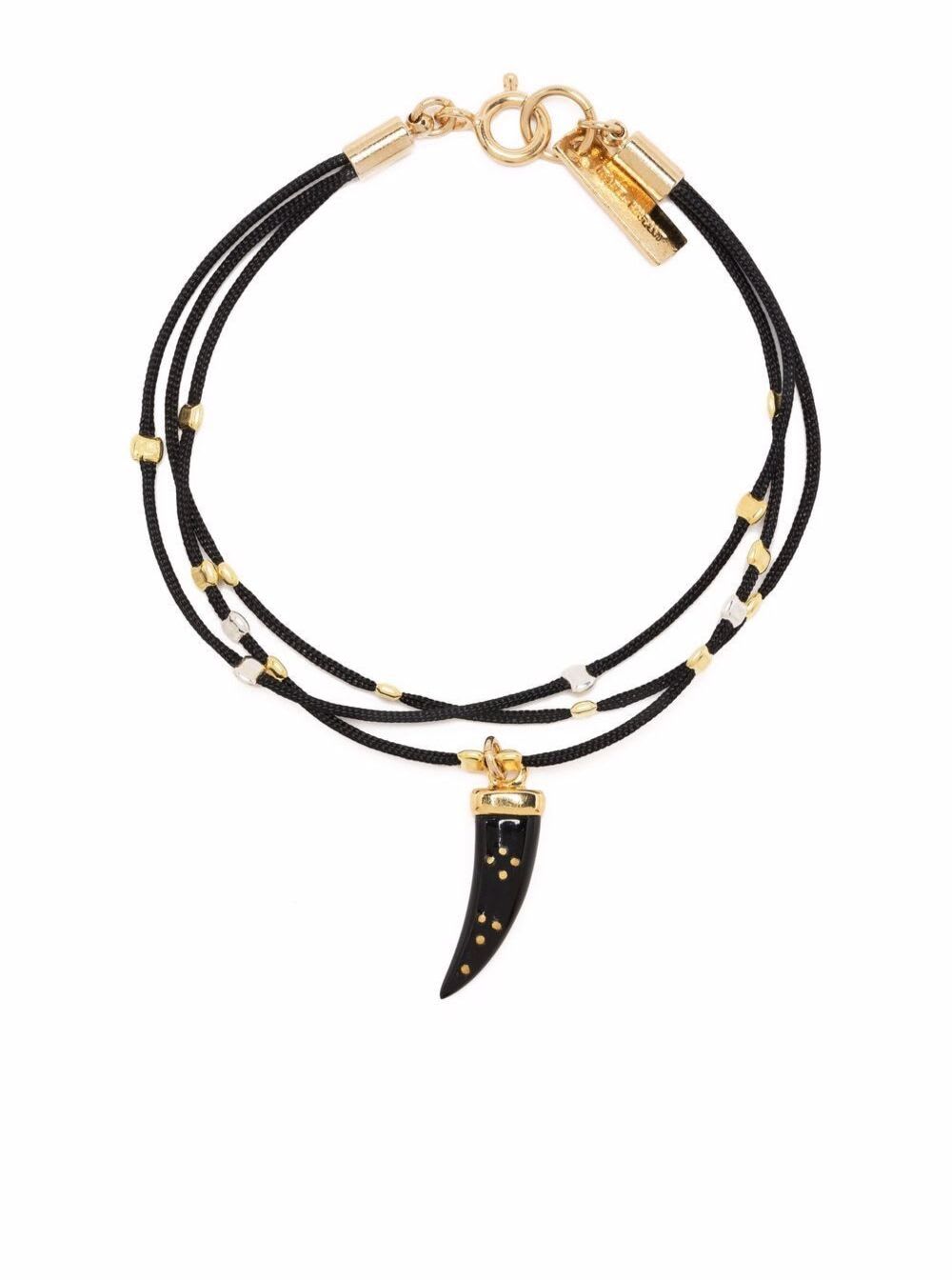 Isabel Marant Womans Fabric Bracelet With Buffalo Horn Detail