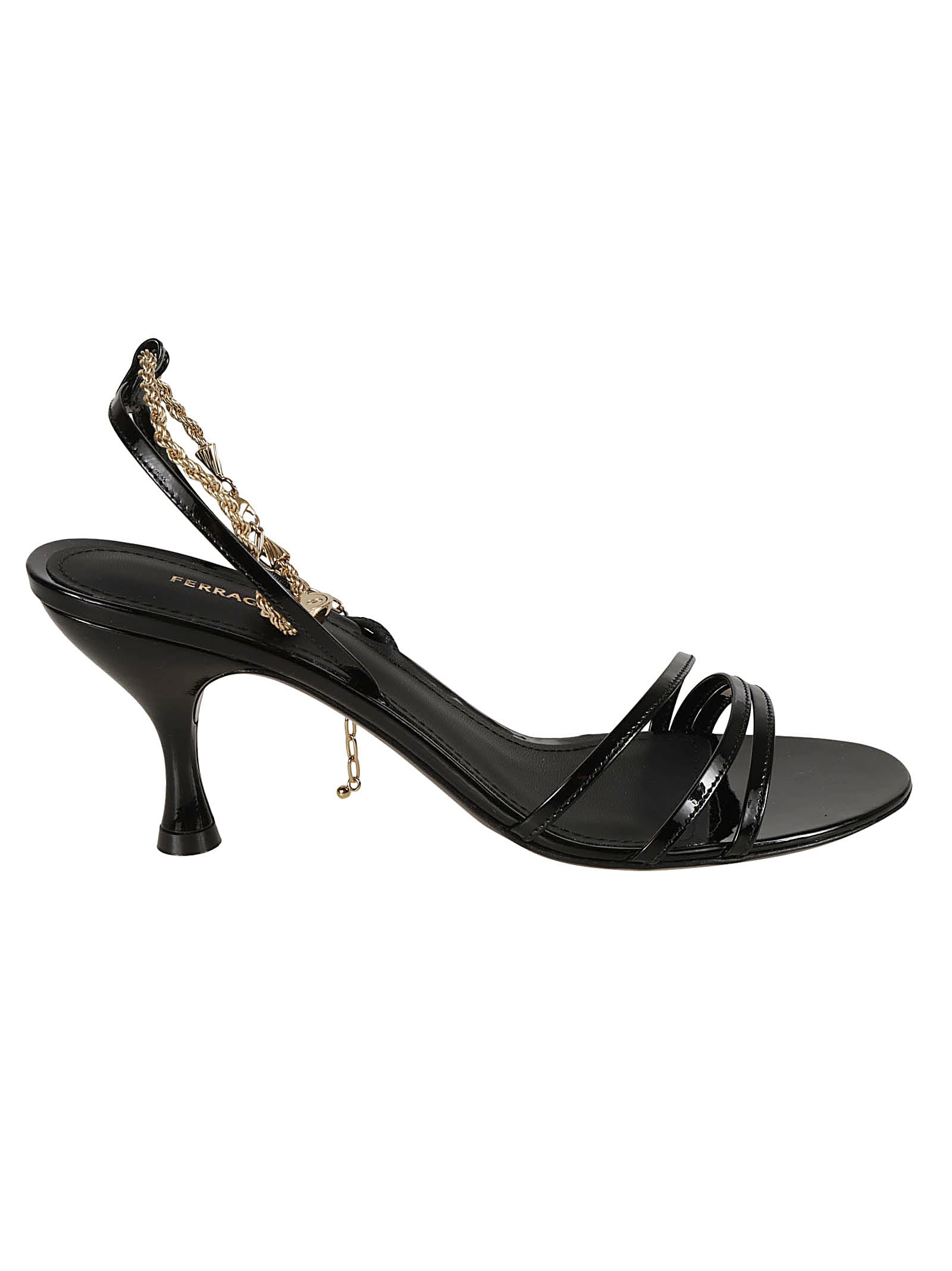 Shop Ferragamo Cable-link Chain Open-toe Sandals In Black