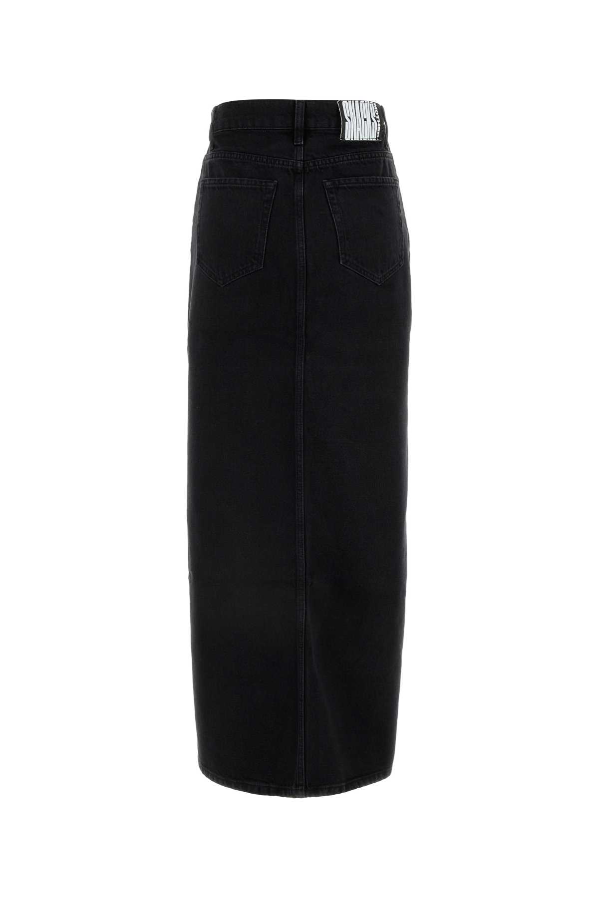 Shop Mother Black Denim Skirt In Latenightlick