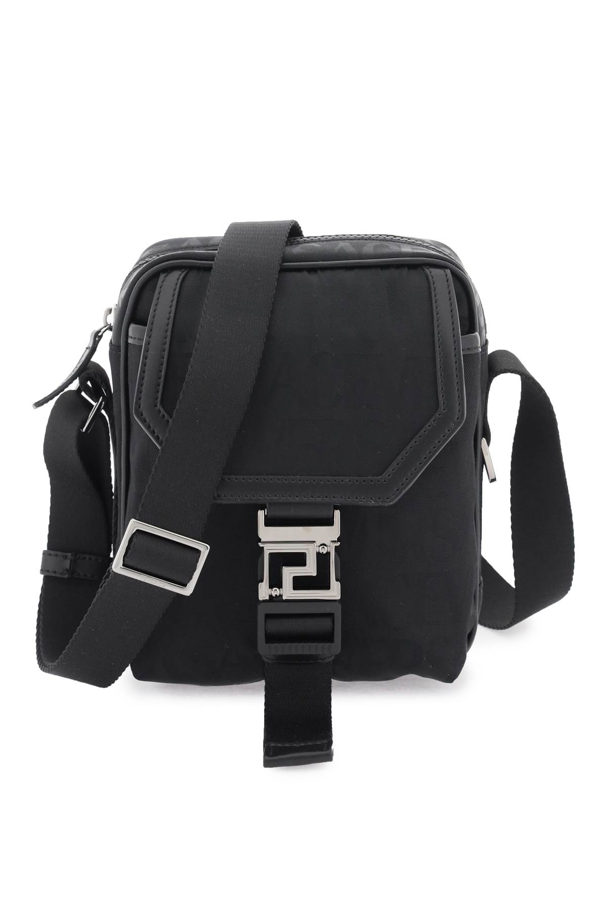 Versace Allover Neo Nylon Crossbody Bag In Black (black)