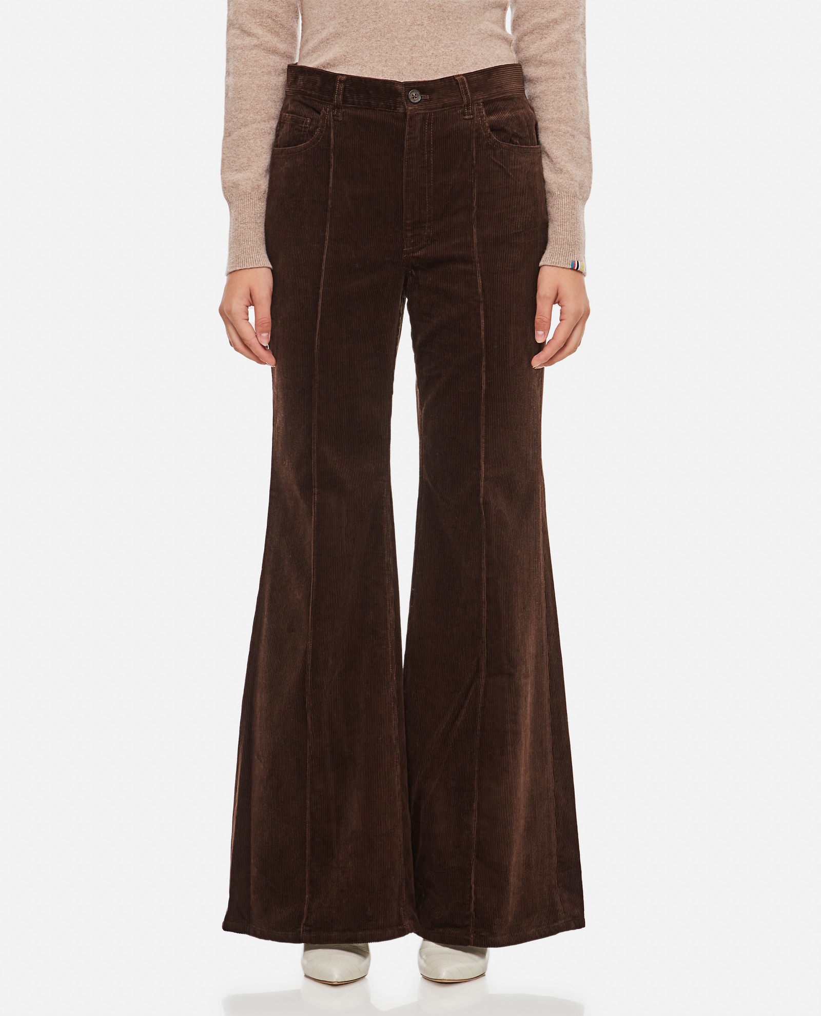 Shop Polo Ralph Lauren Flare Full Length Trousers In Brown