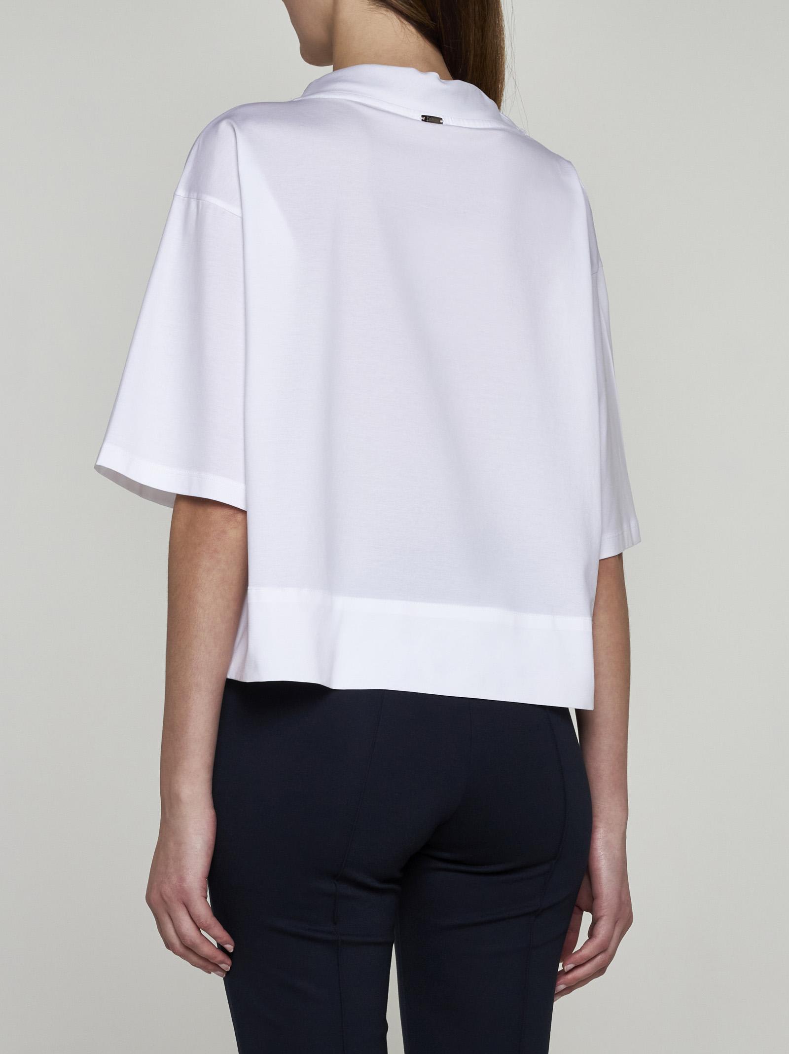 Shop Herno Scarf-detail Cotton Blouse In Bianco