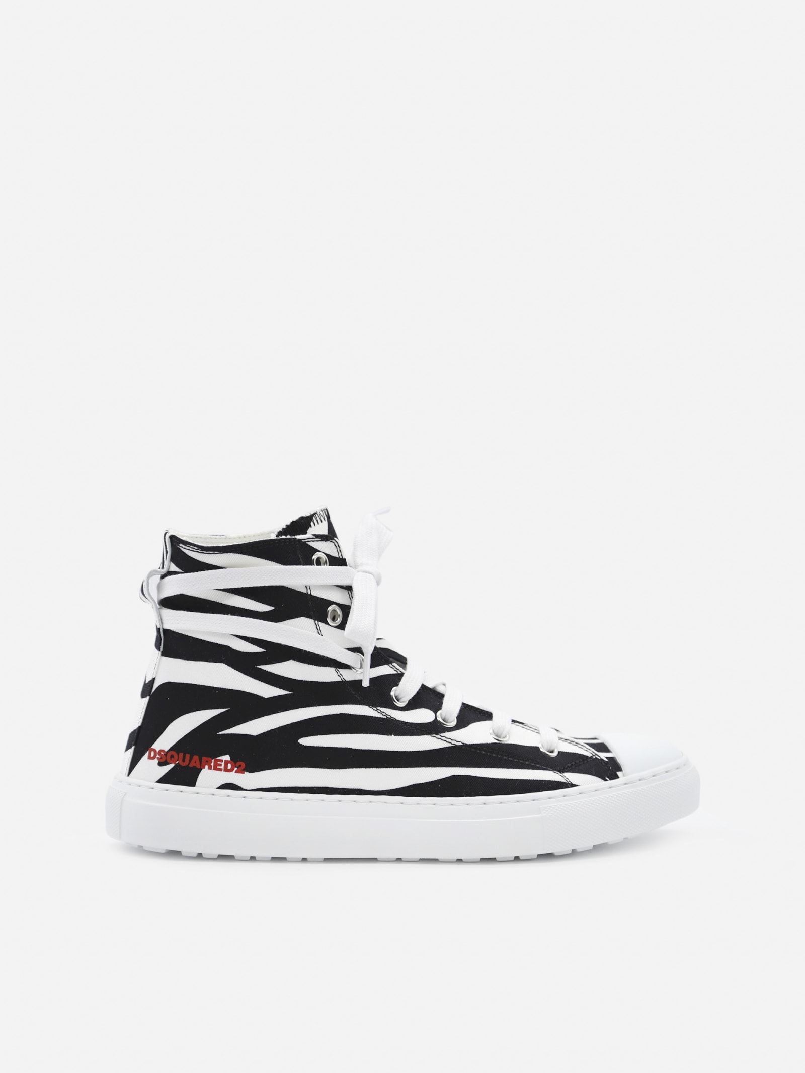 Dsquared2 San Diego Sneakers In Cotton With All-over Zebra Print
