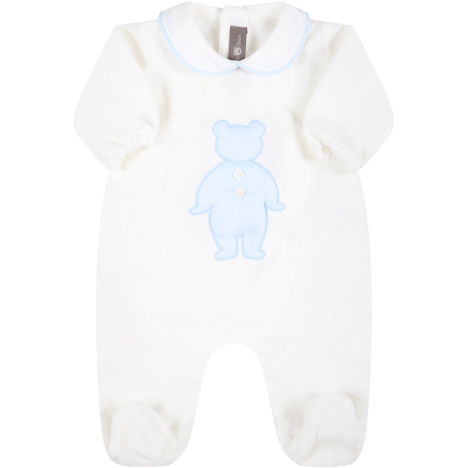 Little Bear White Babygrow For Baby Boy With Bear