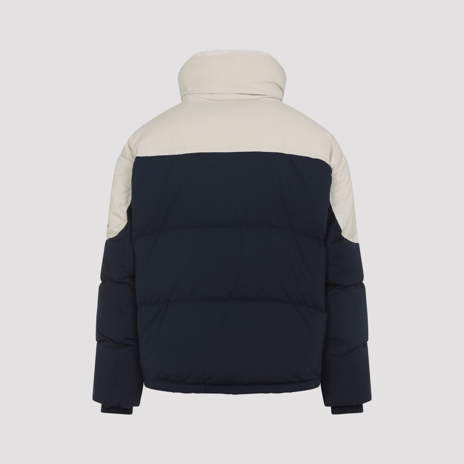 Moose Knuckles Color-block Puffer Jacket With High Collar In Blue